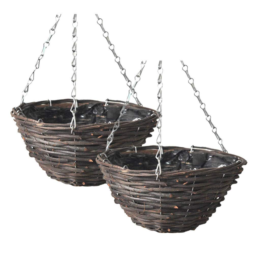 Hemoton 2-Pack Rattan Hanging Planters - Woven Seagrass Hanging Baskets for Indoor/Outdoor Plants, Flowers & Home Decor - Perfect for Garden, Patio, Balcony & Living Room Decorations
