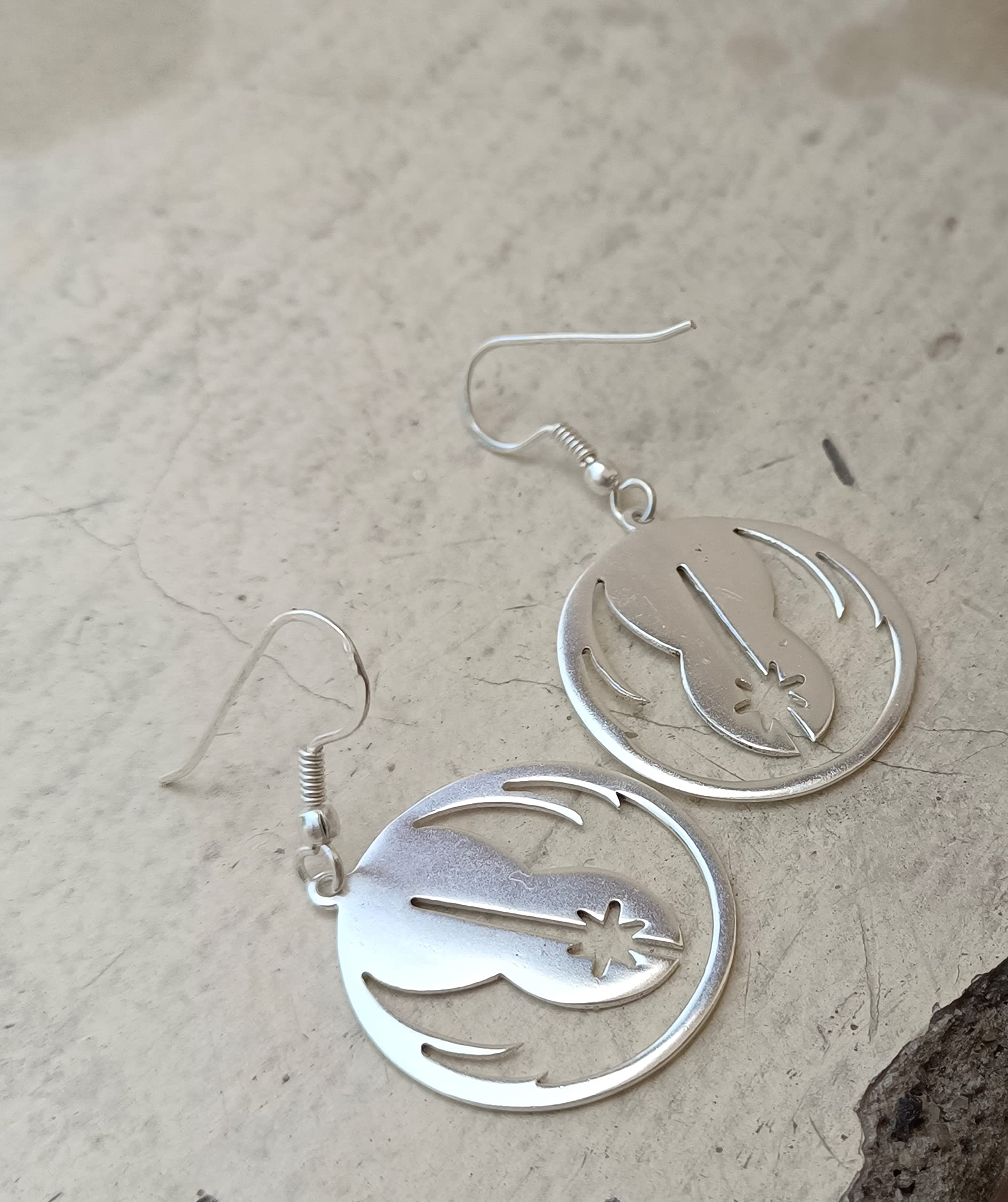 Rebel Alliance Jedi Order Stainless Steel Earrings for Women - Lightweight Dangle Hoop Earrings Fashion Jewelry - Trendy Drop Fishhook Earrings - Star Wars Inspired Galactic Accessory - Perfect Gift for Fans, Cosplay & Everyday Wear