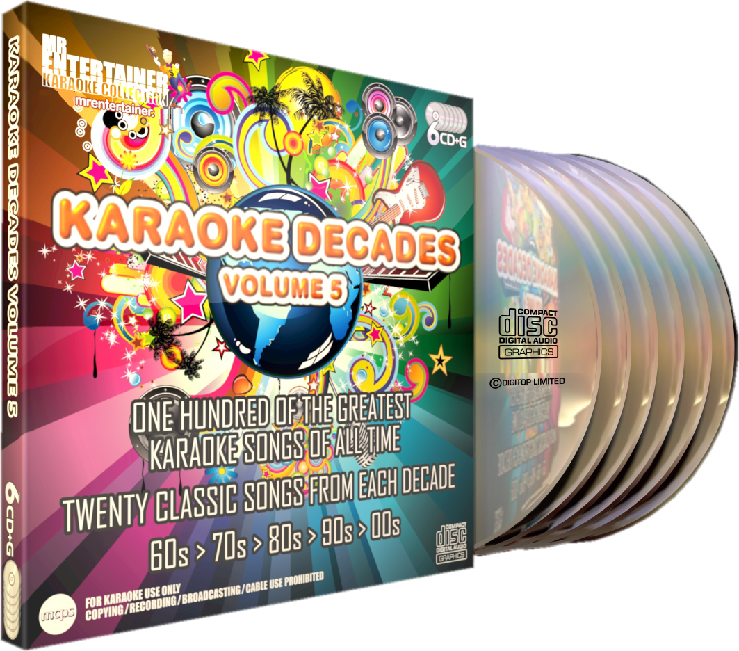Mr Entertainer Karaoke Decades Vol. 5 - 100 Popular Songs on 6 CD+G Discs for Home Parties & Entertainment | Perfect for Family Gatherings, Birthday Celebrations & Karaoke Nights