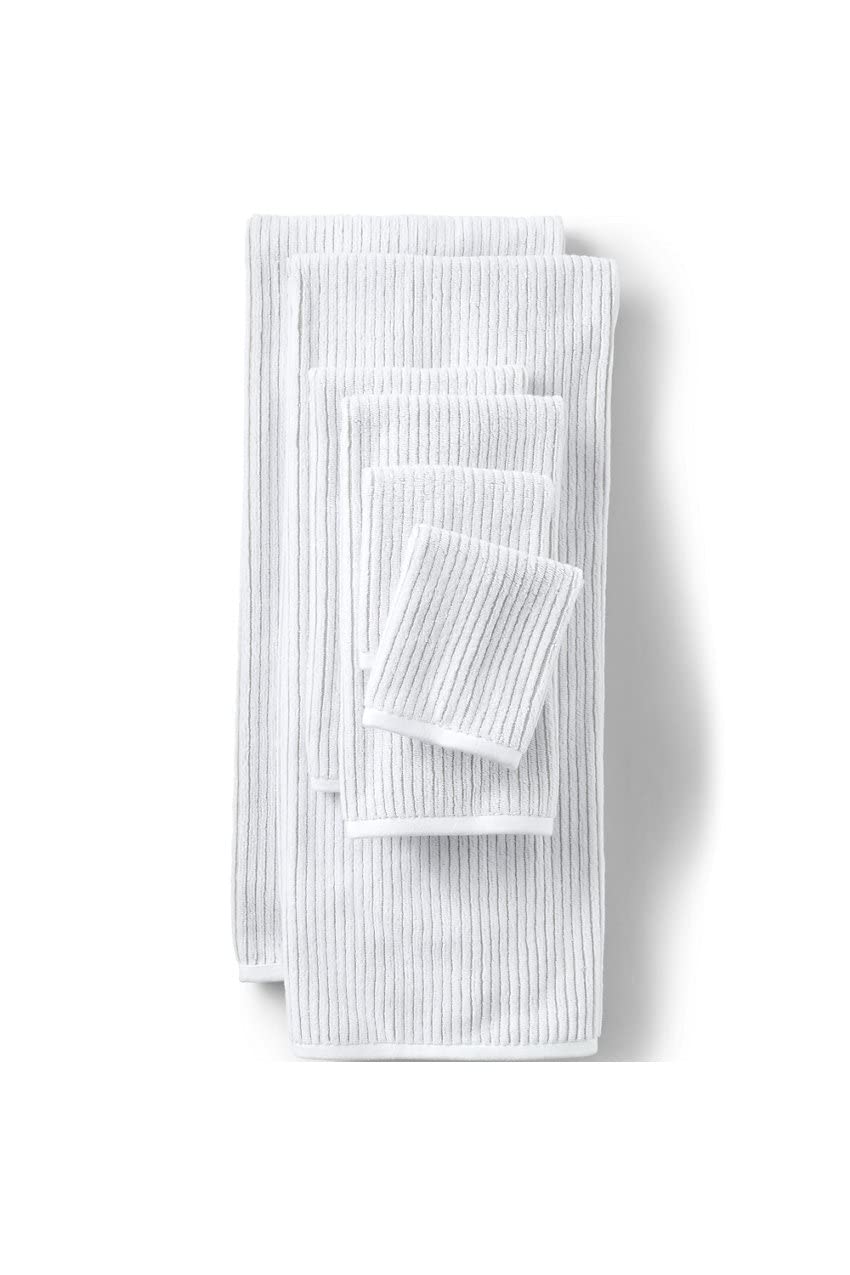 Lands' End Supima Cotton Textured Stripe Bath Towel Set - 6 Piece Luxury Soft Absorbent Towels for Spa, Bathroom & Pool | Antelope Stripe Design