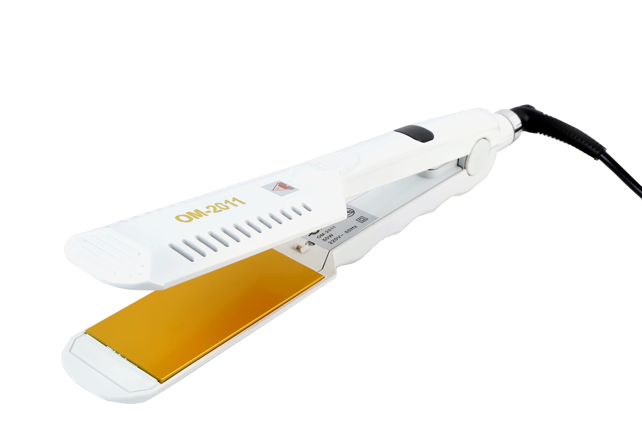 OMEY Professional Ceramic Coating Hair Straightener - 45mm Plate for Smooth & Shiny Hair - White (Ideal for Home & Salon Use, Perfect for Straightening, Styling & Frizz Control)