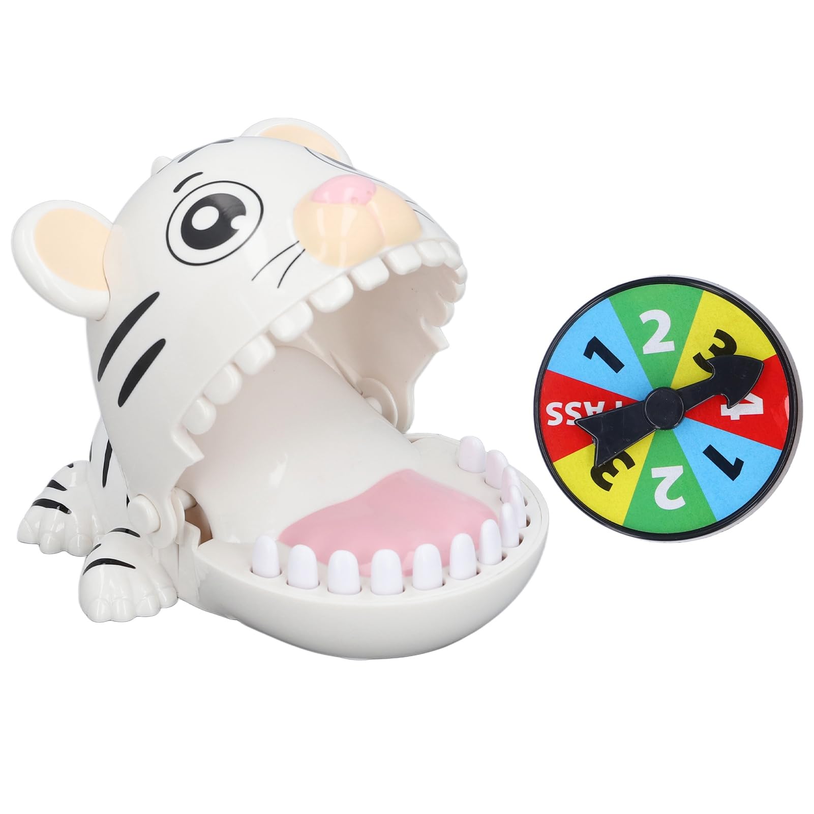 Interactive Cartoon Animal Dentist Teeth Toy with Rotating Wheel - Stress Relief & Anxiety Toy for Hand-Eye Coordination - Fun Biting Finger Toy for Kids (White) | Perfect for Sensory Play, Dental Education & Toddler Learning Activities