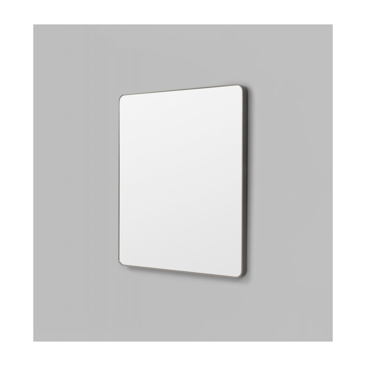 Flynn Curve Rectangle Mirror - Modern Mid Grey Wall Mirror for Living Room, Bedroom, or Entryway Decor