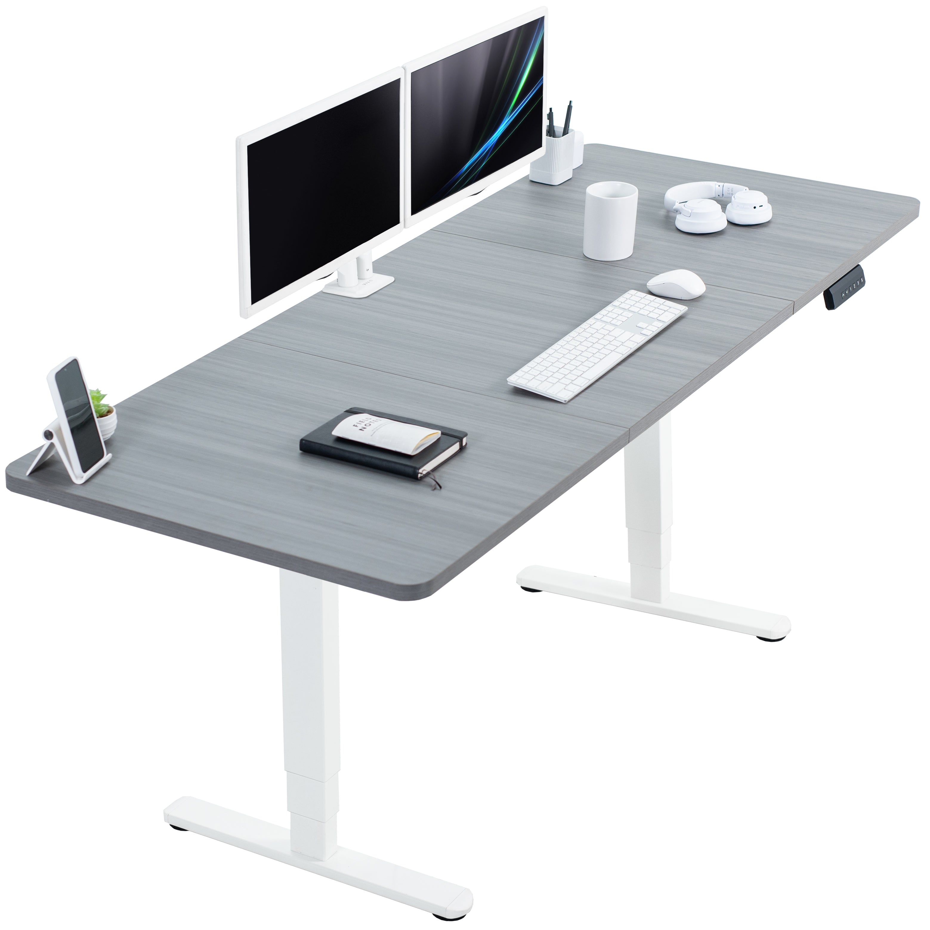 2B Series 71 x 30 Electric Standing Desk with Push Button Memory Controller - Adjustable Height Workstation for Home Office & Gaming Setup