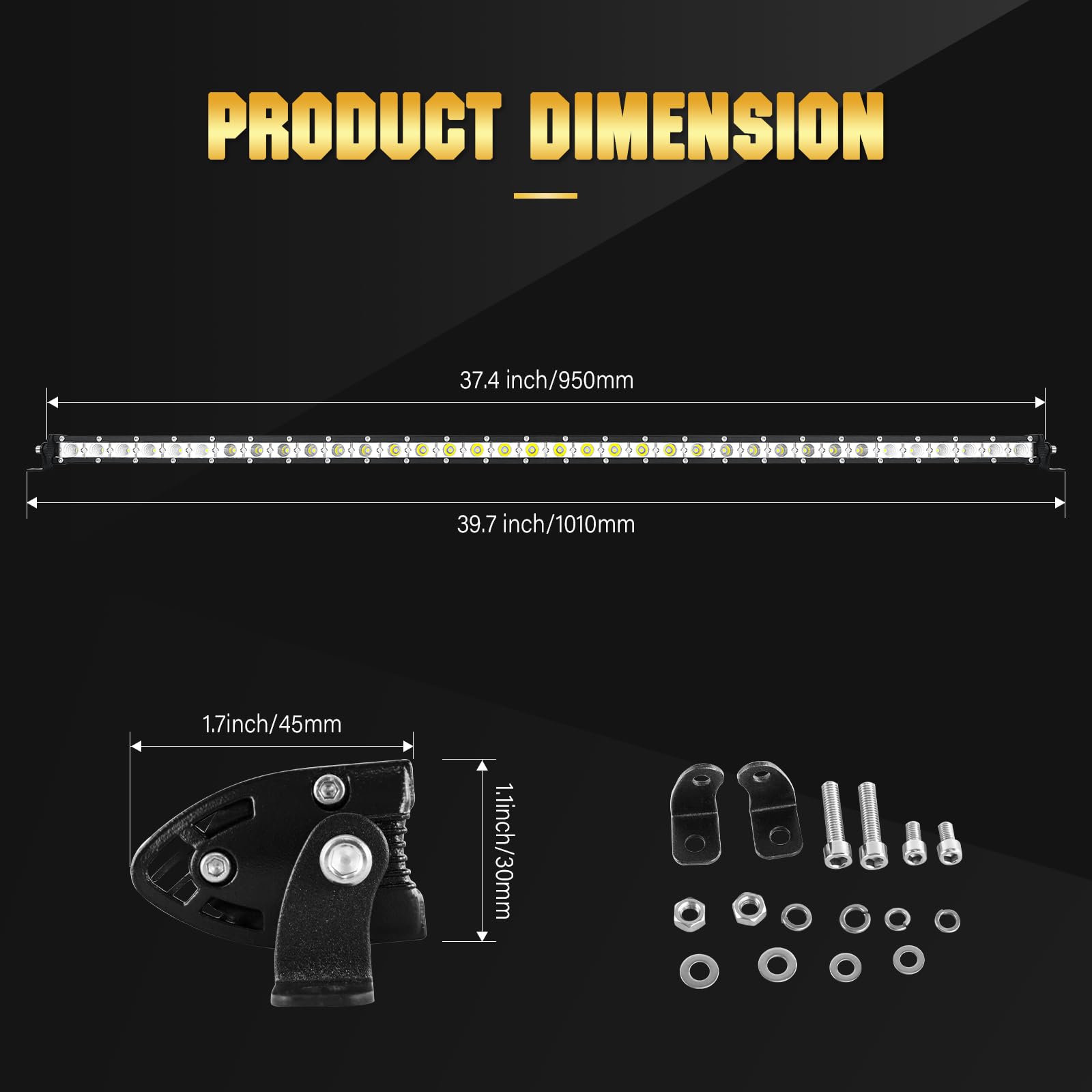 SKYWORTH 37 Inch 180W Ultra-Slim Single Row LED Light Bar - Spot Flood Combo for Trucks, ATV, UTV, SUV, Boat - Durable Fog Driving & Roof Bumper Lights for Off-Road, Camping, Hunting & Night Adventures