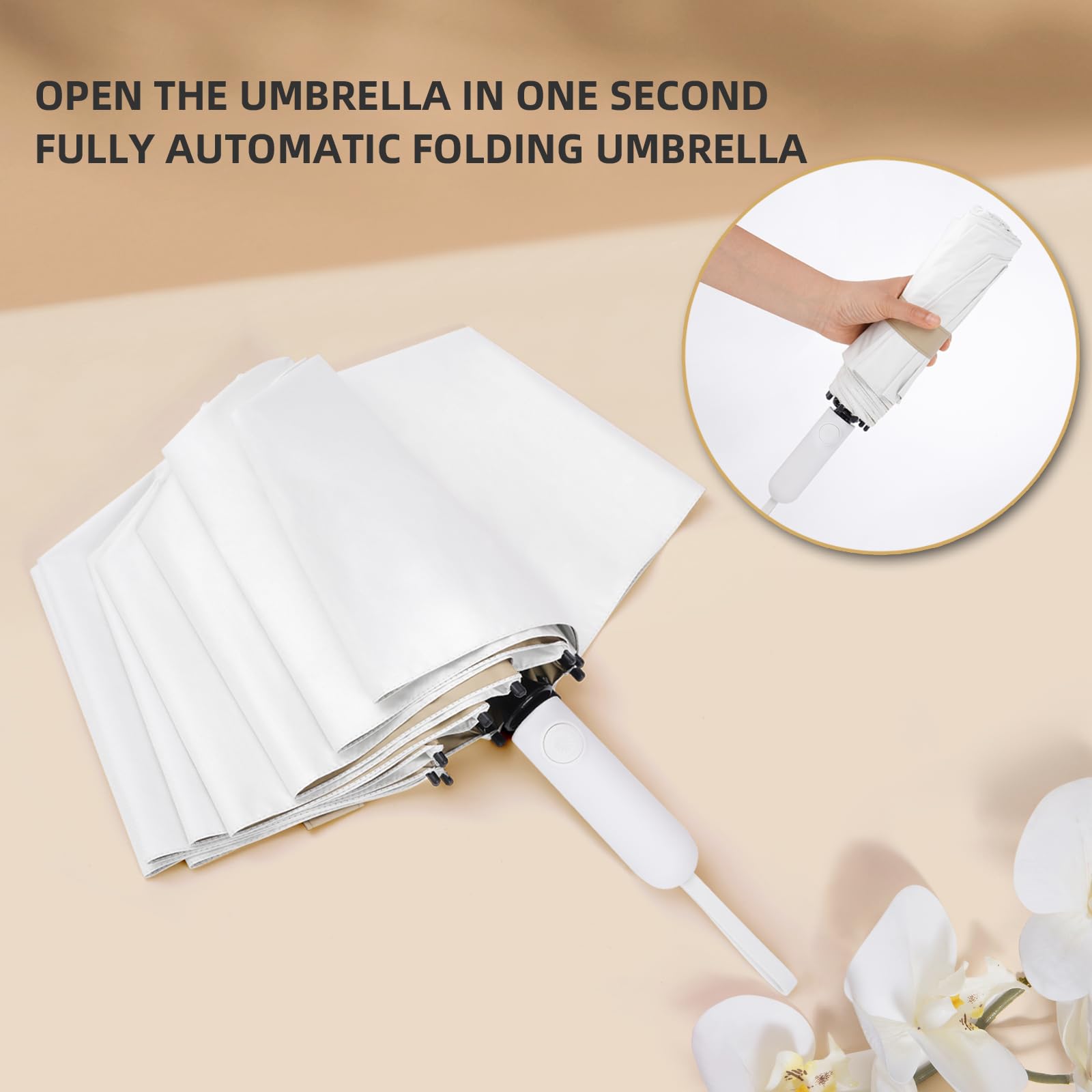 Compact Folding Umbrella with Auto Open/Close - Windproof, UV Protection & Durable Design - Perfect for Travel, Commuting & Backpacking - Premium Grip Handle for Comfort