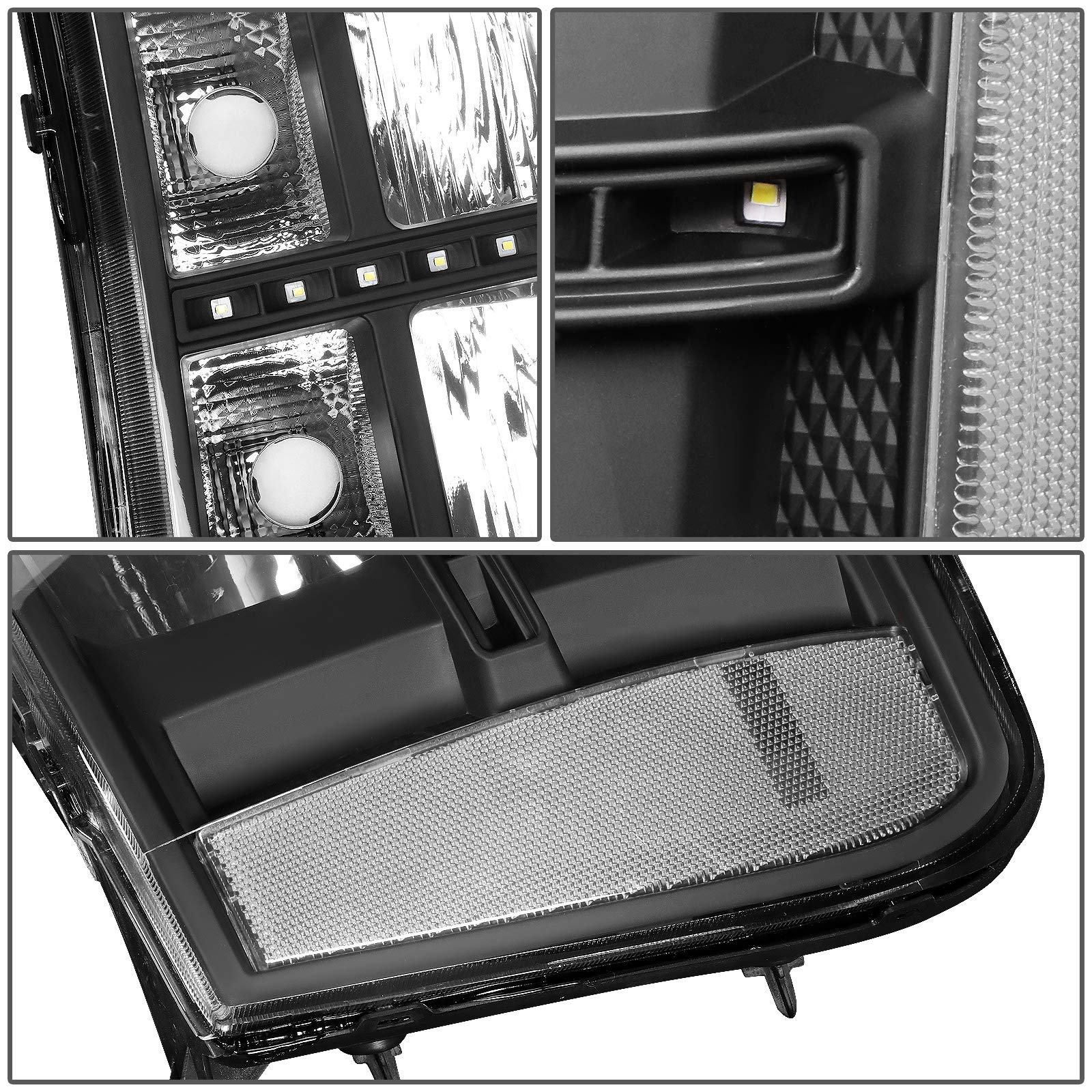 DNA MOTORING HL-LED-SIE07-BK-CL1 Black LED Headlight with DRL - Replacement for 2007-2014 GMC Sierra 1500/2500/3500 - High Brightness & Energy Efficient - Perfect for Night Driving & Off-Road Adventures