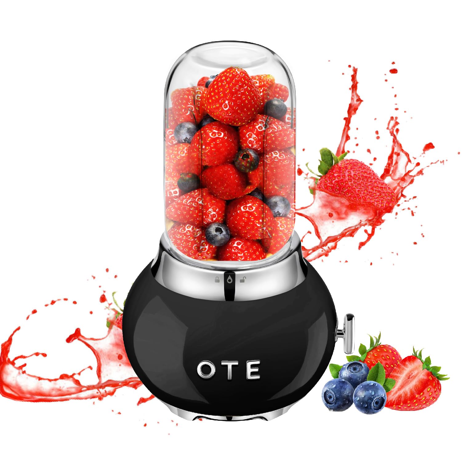 Portable Personal Blender for Shakes & Smoothies - 14oz BPA-Free High Boron Glass Container, 400ml To-Go Cups, 20000 RPM, Removable Blade - Perfect for Kitchen, Gym, Office & Travel (Black)