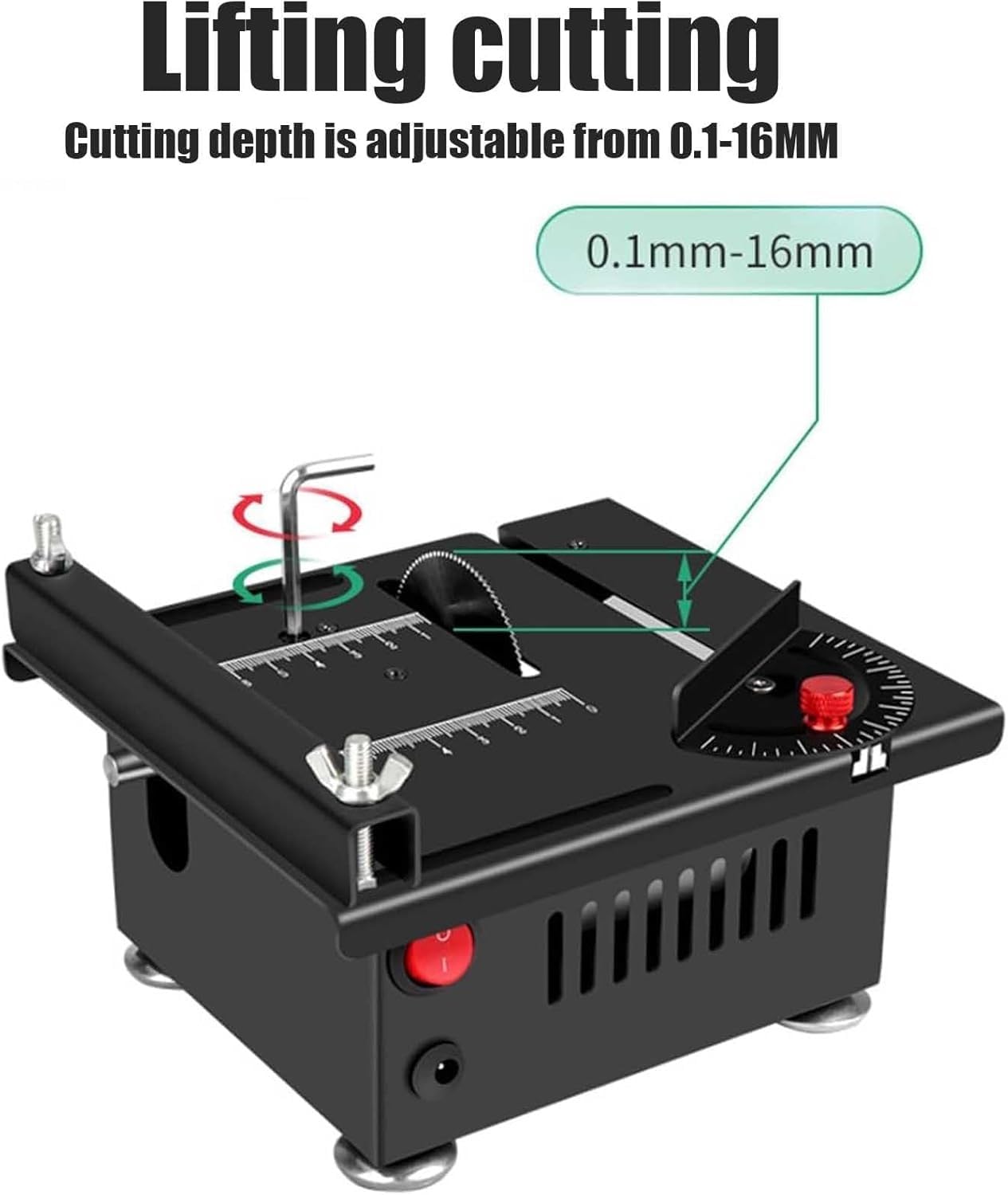 7-Speed Adjustable Mini Table Saw with 1/2