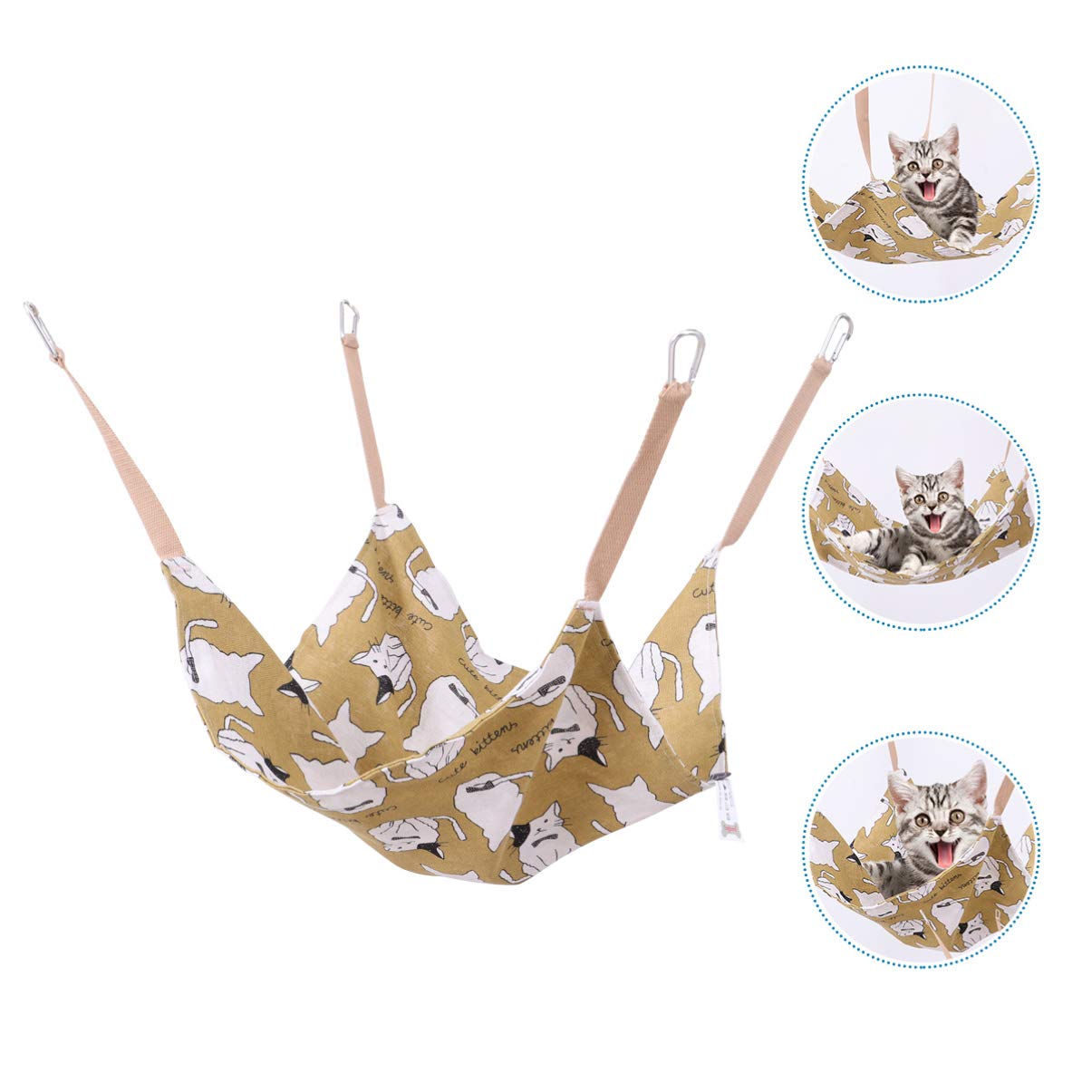 NUOBESTY Summer Cat Hammock - Light Brown Hanging Pet Bed for Cats, Breathable Cooling Cat Hammock for Cage, Indoor & Outdoor Use, 47x47x0.1cm - Perfect for Hot Weather & Relaxing in Sunrooms, Balconies or Gardens