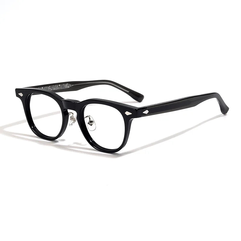 Stylish Unisex Black Acetate Eyeglasses - Round & Square Full Rim Frames for Men & Women | Perfect for Reading, Work, and Fashion Accessories