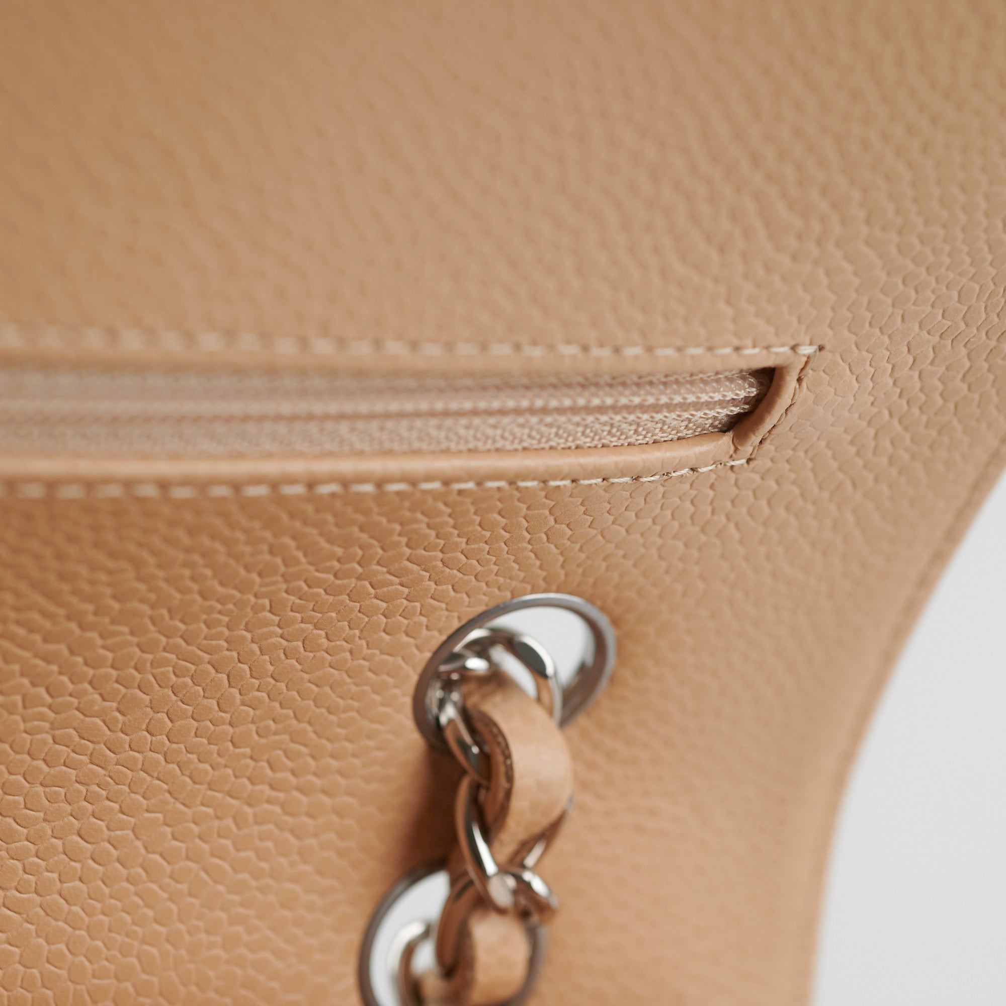 Chanel Classic Flap Bag Medium Size in Beige Caviar Leather with Microchip - 2022 Authentic Luxury Handbag for Women, Perfect for Parties, Work & Everyday Use