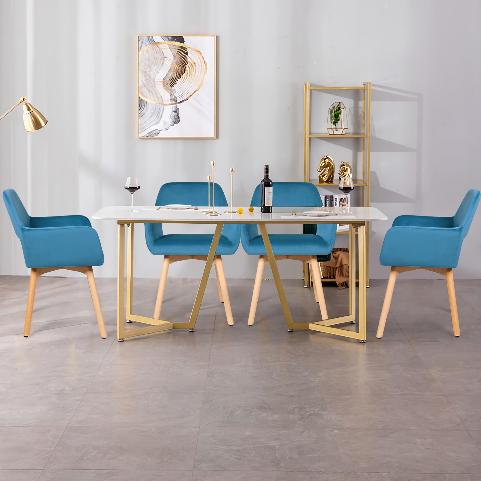 Giantex Set of 2 Velvet Dining Chairs with Wood Legs - Modern Accent Chairs for Living Room, Bedroom & Dining Room - Non-Slip Foot Pads & X-Shaped Support - Comfortable Upholstered Armchair (Turquoise, 2-Pack) - Perfect for Small Spaces, Home Office & Guest Seating