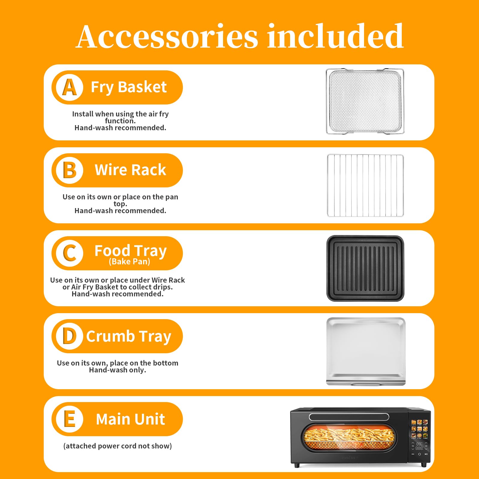 SEEDEEM 10-in-1 Air Fryer Toaster Oven with Convection, 15L Capacity - LCD Touch Screen, 1800W Countertop Oven for Baking, Roasting, Dehydrating - Includes 4 Accessories (Black) | Perfect for Small Kitchens, Dorms & RV Cooking
