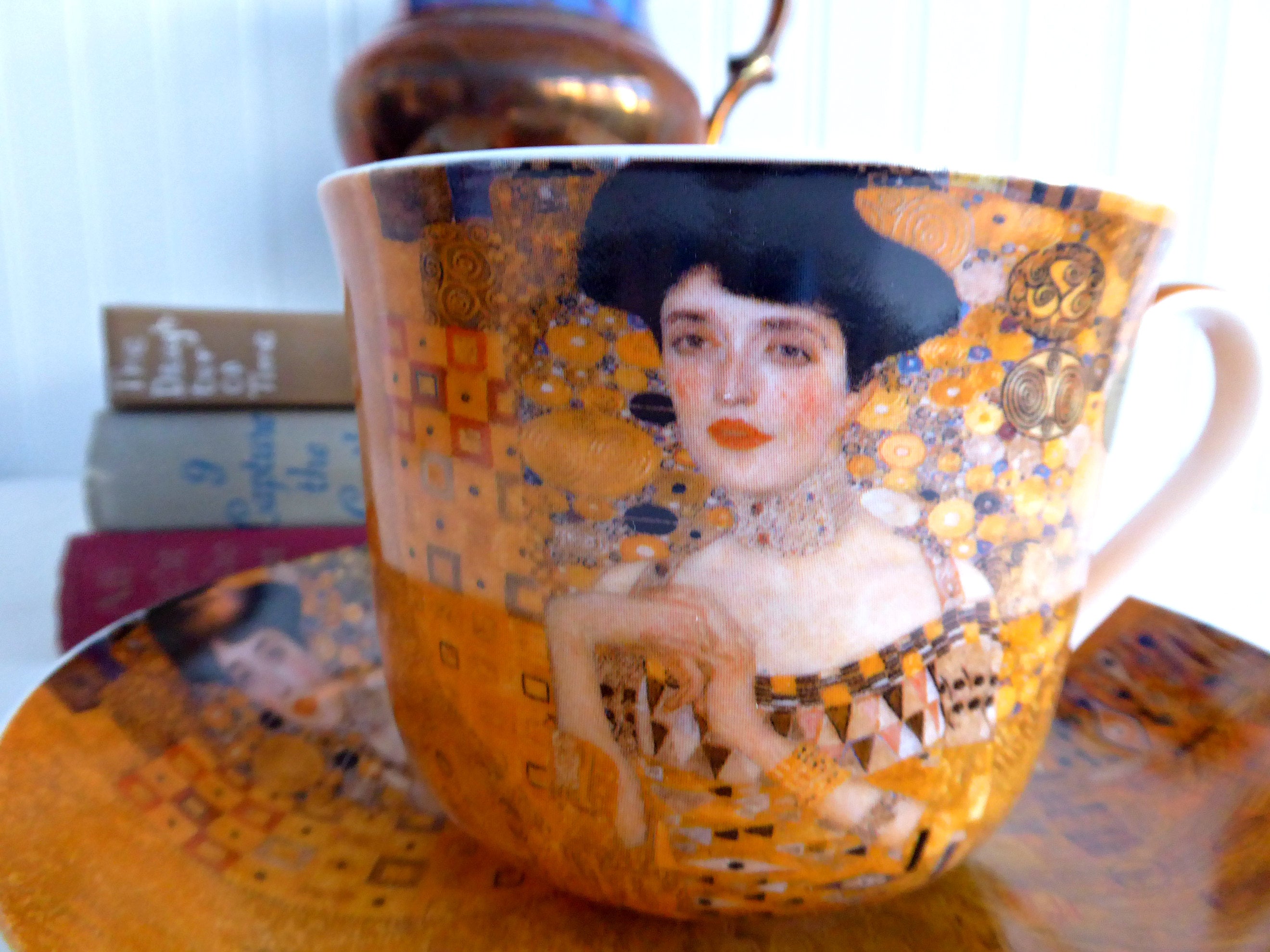 Klimt Portrait of Adele Breakfast Cup and Saucer Set - Leonardo Art Nouveau Bone China Tea Cup for Coffee, Tea & Home Decor
