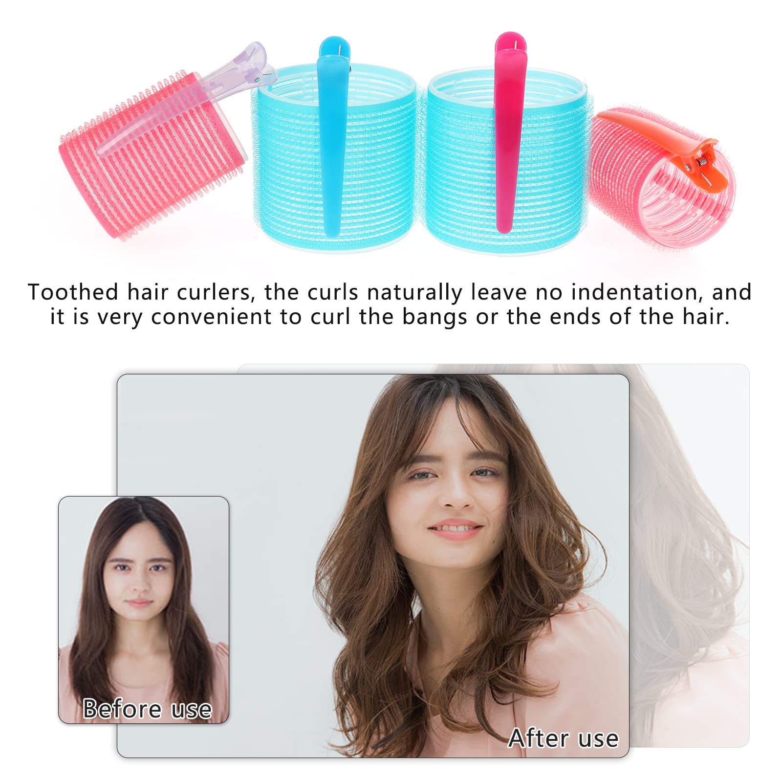 Heatless Hair Roller Set with Self-Grip, Colored Comb & Clips - No Heat Curlers for Long & Short Hair - Perfect for Overnight Styling, Beach Waves & Salon-Quality Volume at Home