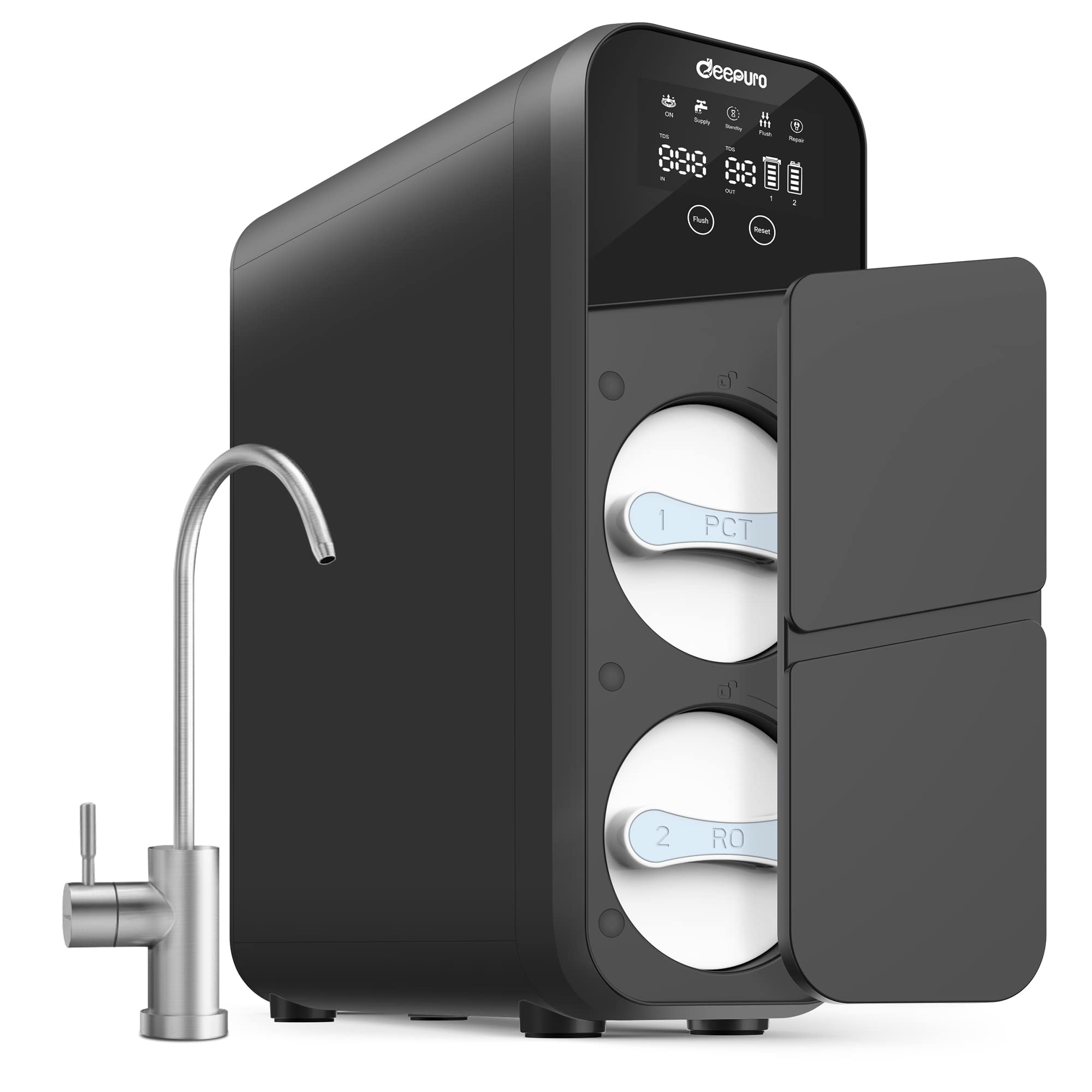600GPD Reverse Osmosis Water Filter System - 5 Stage Under Sink RO Water Purifier with 0.0001μm Filtration, 1.5:1 Pure to Drain Ratio, Visible TDS & Filter Life Indicator - Black (Model WP-A6) for Clean Drinking & Cooking Water