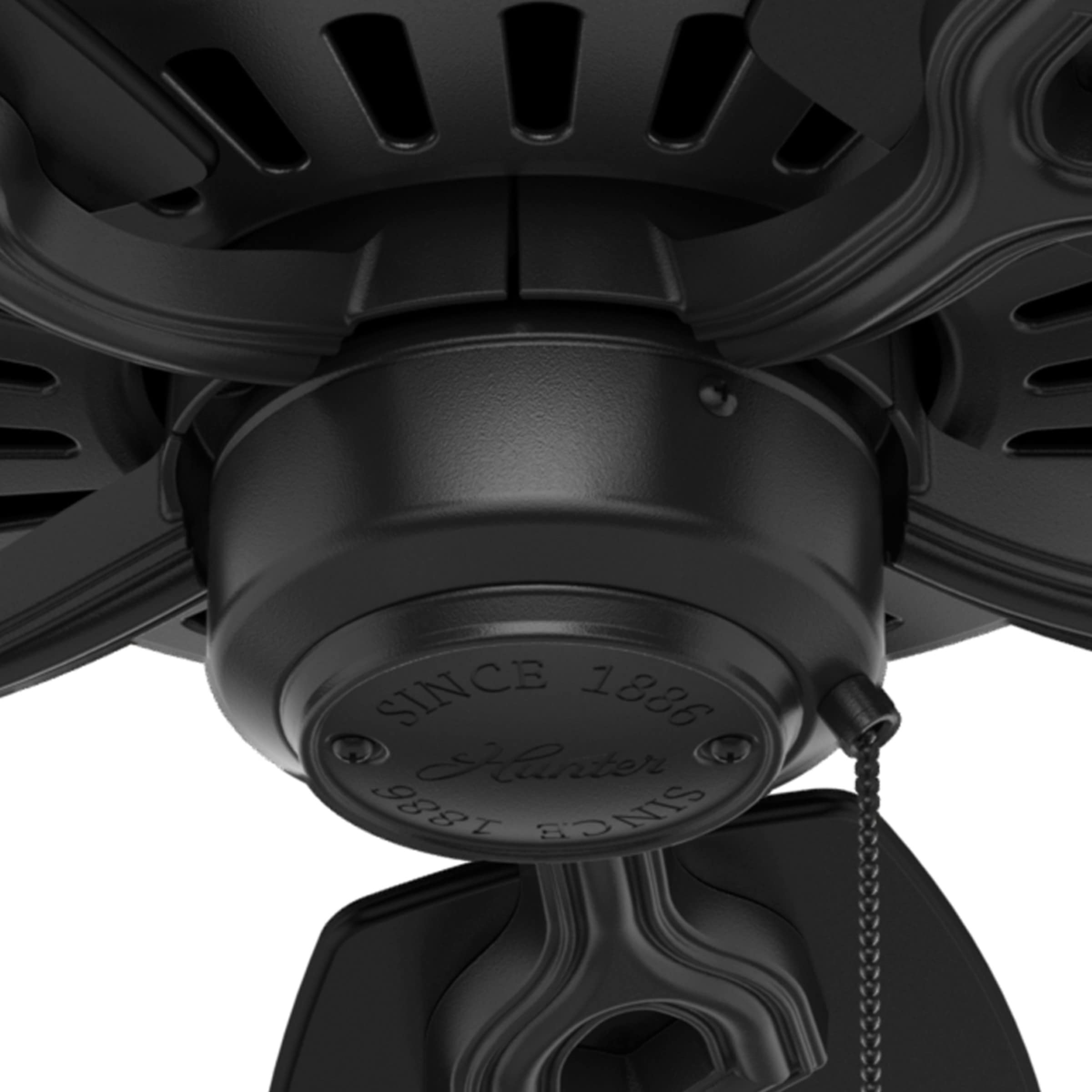 Hunter Fan Company 53243 Builder Elite 52 Inch Indoor Ceiling Fan with Pull Chain Control, Matte Black - Perfect for Living Room, Bedroom, and Home Office Cooling