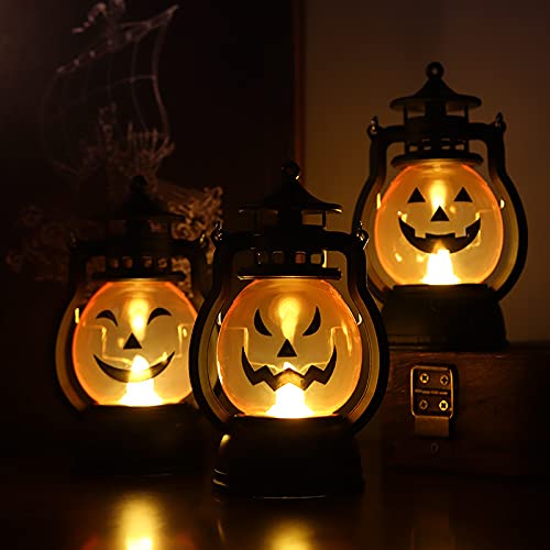 Seasons Stars SSDecor Halloween LED Lantern Lights - Portable Flame Effect Hanging Lanterns for Home, Party, Porch Decor - Perfect for Halloween Decorations, Outdoor Gatherings & Spooky Atmosphere
