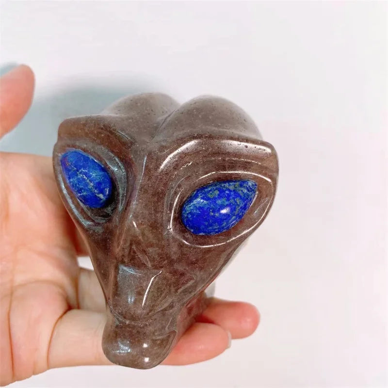 8cm Natural Stone Carved Alien Skull Statue - Healing Crystal Decor, Gemstone Collection (1pc) for Meditation, Home Decor & Spiritual Gifts