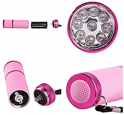 9 LED Handheld UV Light for Gel Nails - Mini Portable Nail Dryer Lamp with Flashlight for DIY Nail Art at Home, Salon & Travel (Pink) - Perfect for Manicures, Pedicures & Nail Decorations