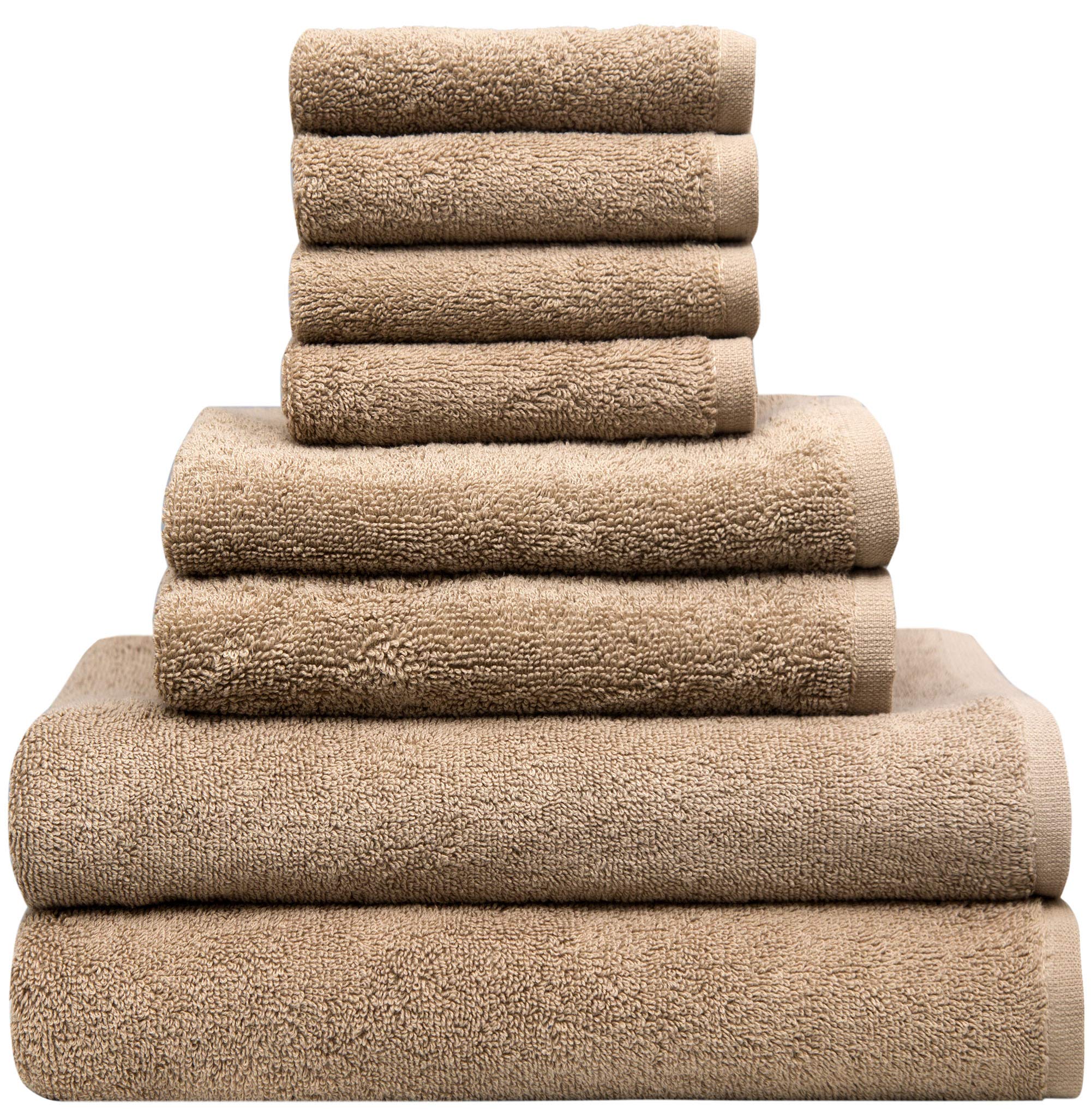 Premium 8-Pack Bath Towel Set - 100% Cotton, 500 GSM Luxury Hotel Towels for Spa, Salon & Home Use - Soft, Absorbent & Durable Tan Bath Towels - Perfect for Hotels, Resorts, Bathrooms & Gifting