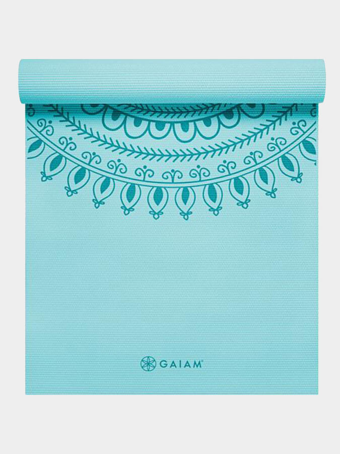 Premium Gaiam Marrakesh Turquoise Yoga Mat 6mm Thick - Non-Slip Exercise Mat for Hot Yoga, Pilates & Home Workouts - Eco-Friendly Fitness Mat for Women & Men