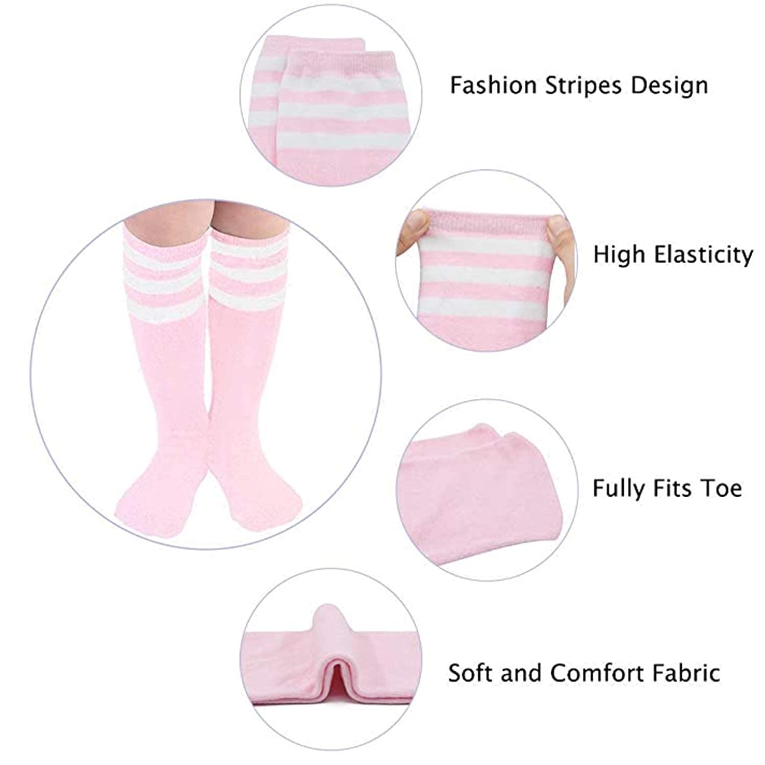 Century Star Kids Knee High Soccer Socks - Cotton Sports Tube Socks for Boys & Girls - Perfect for Soccer Games, School Uniforms & Athletic Activities