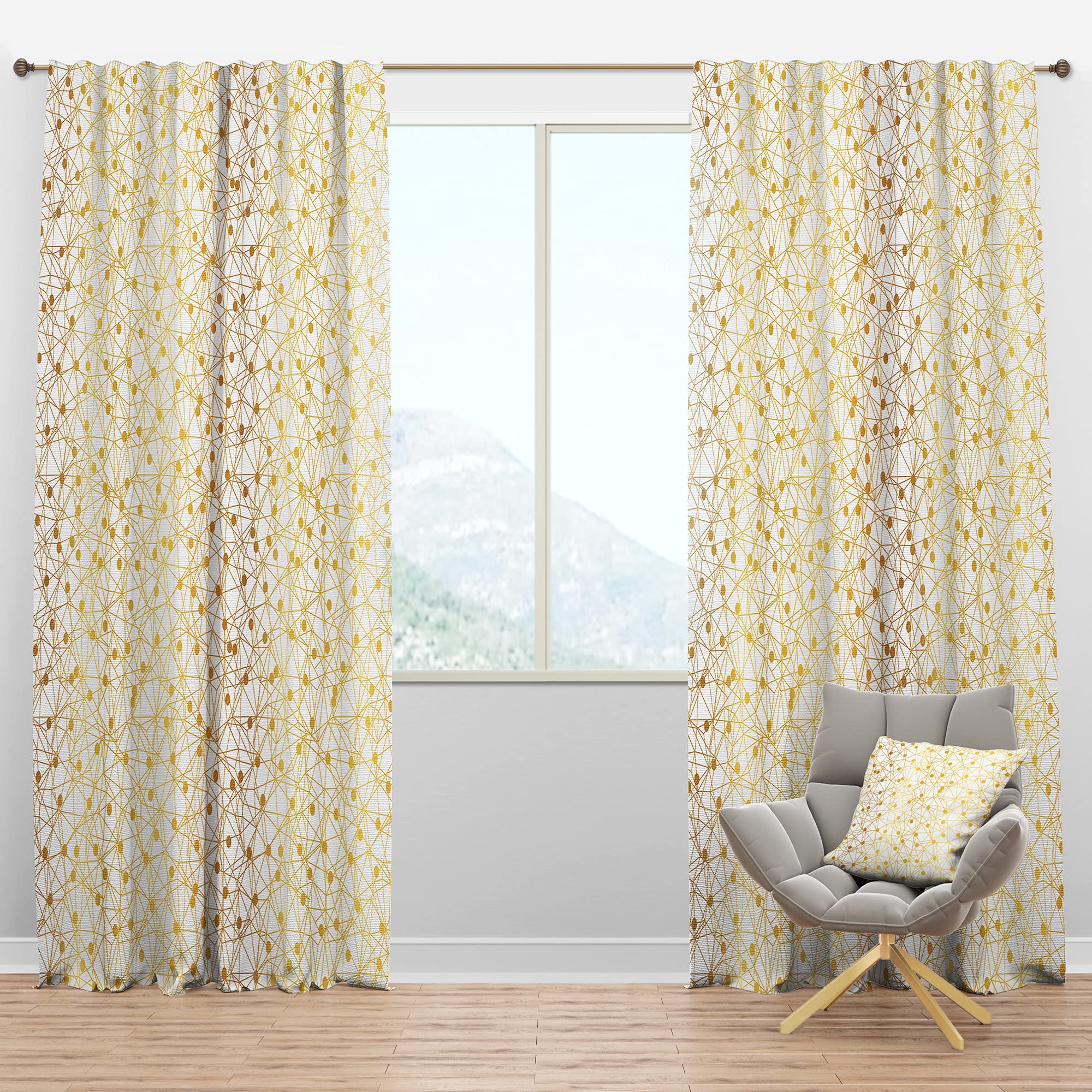 DesignQ Blackout Curtains 'Golden Maze II' - Thermal Insulated Single Panel (52x120 inches) - Noise Reducing & Energy Saving Window Treatments for Bedroom, Living Room, Office - Perfect for Light Sleepers & Home Decor