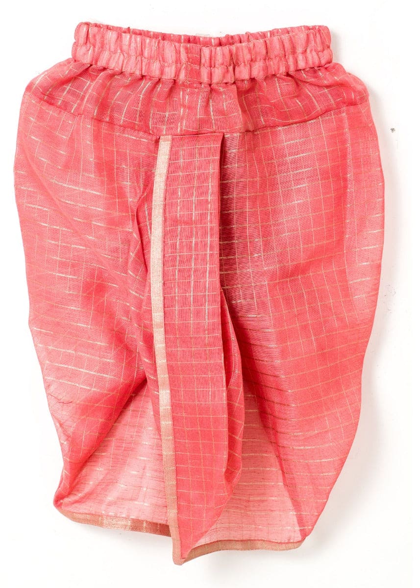 Elegant Grey Kurta with Onion Pink Checks & Matching Dhoti Set | Traditional Indian Ethnic Wear for Men | Perfect for Weddings, Festivals & Cultural Events