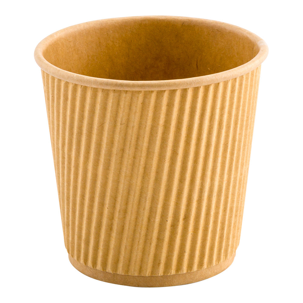 Eco-Friendly 4 oz Kraft Paper Coffee Cups with Ripple Wall - 2.5