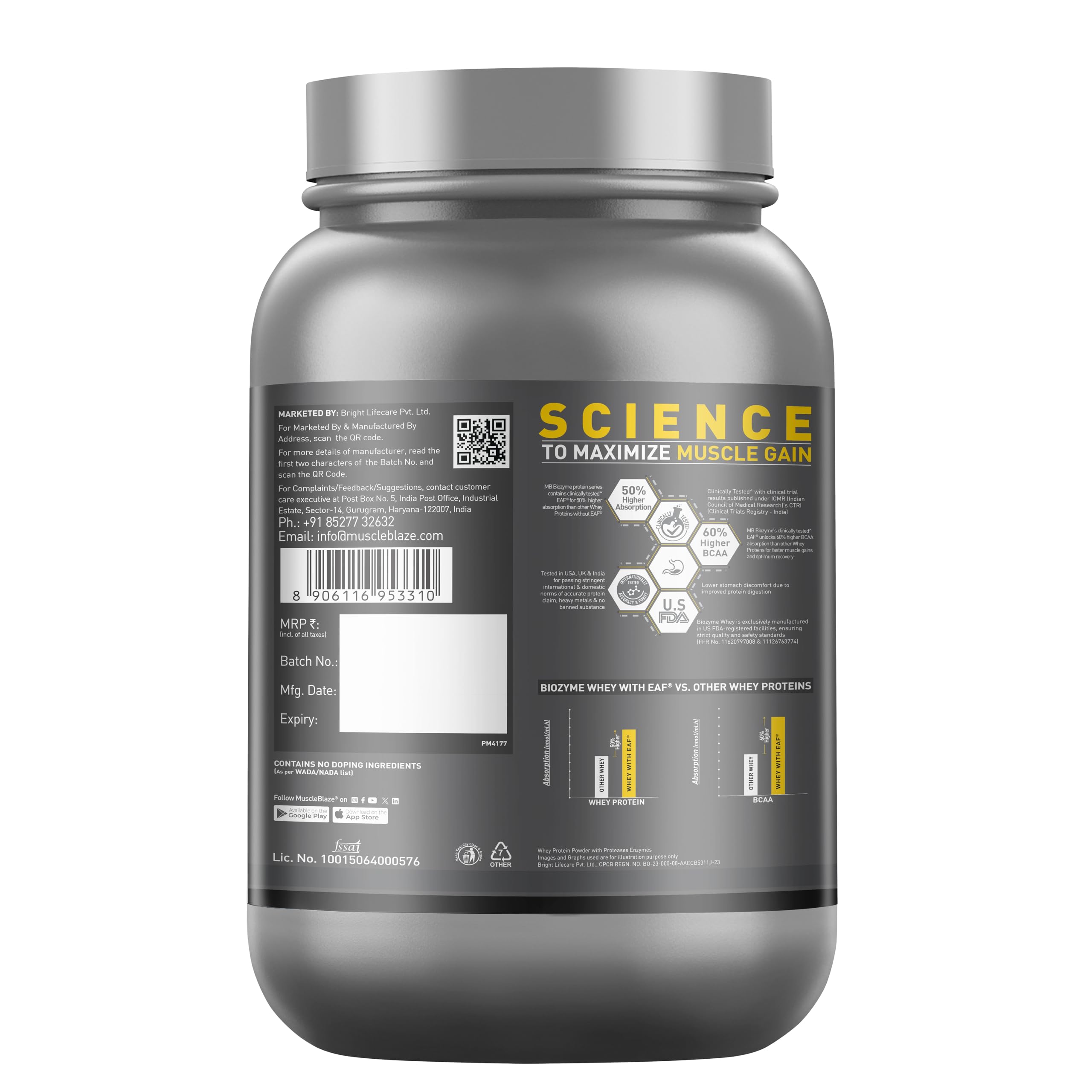 MuscleBlaze Biozyme Performance Whey Protein Powder - Rich Chocolate Flavor, 1kg/2.2lbs | Clinically Proven 50% Faster Protein Absorption for Muscle Recovery & Growth | Ideal for Post-Workout, Weight Training & Fitness Enthusiasts