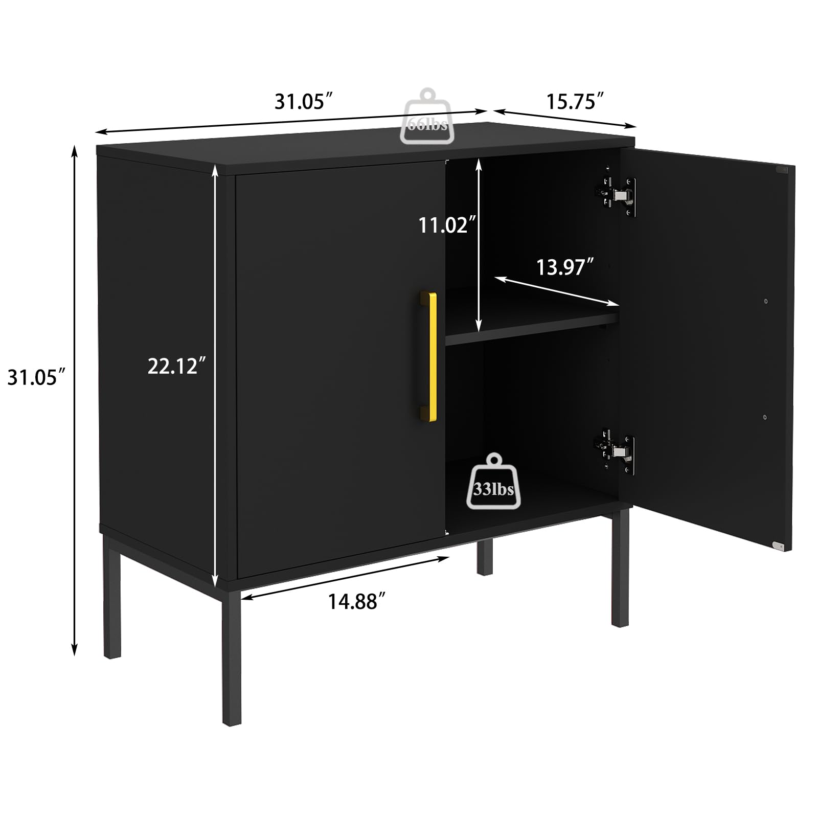 JOZZBY 3-Piece Storage Cabinet Set - Freestanding Double Door Sideboard, Modern Wooden Sideboard for Bedroom, Living Room, Kitchen, Office & Hallway - Perfect for Home Organization & Stylish Storage Solutions