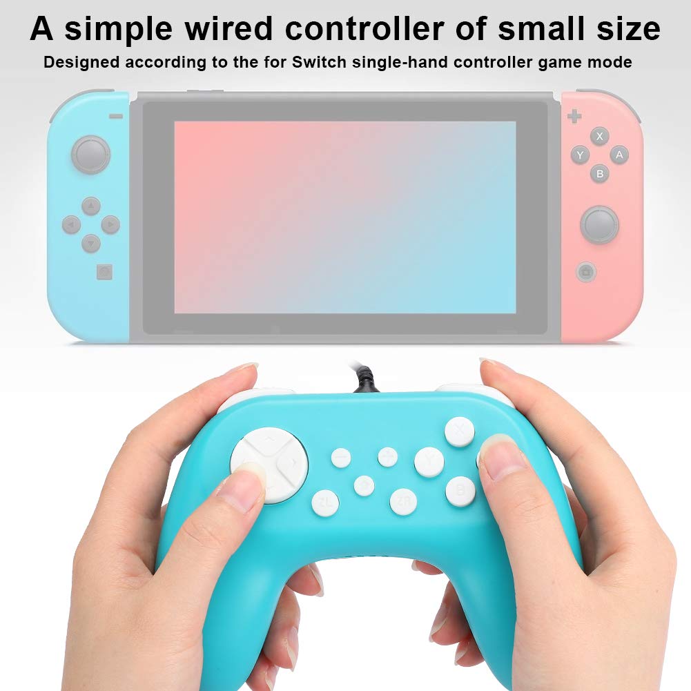 Wendry Wired Gamepad Controller for Nintendo Switch - Compact, Lightweight, Ergonomic Hand Grip with Vibration Motor - Green Gaming Controller for Kids & Adults - Perfect for Mario Kart, Smash Bros & Party Games
