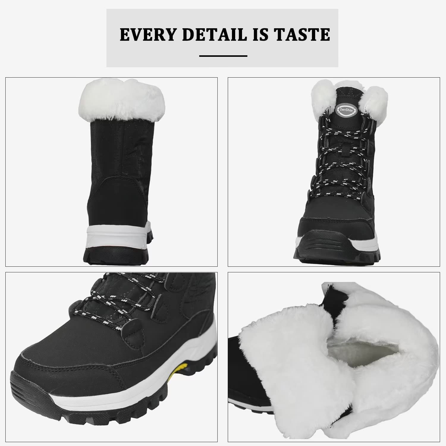 Tanleewa Women's Waterproof Faux Fur Winter Snow Boots - Mid Calf Warm Snow Boots with Anti-Slip Sole for Outdoor Activities, Hiking & Cold Weather Fashion