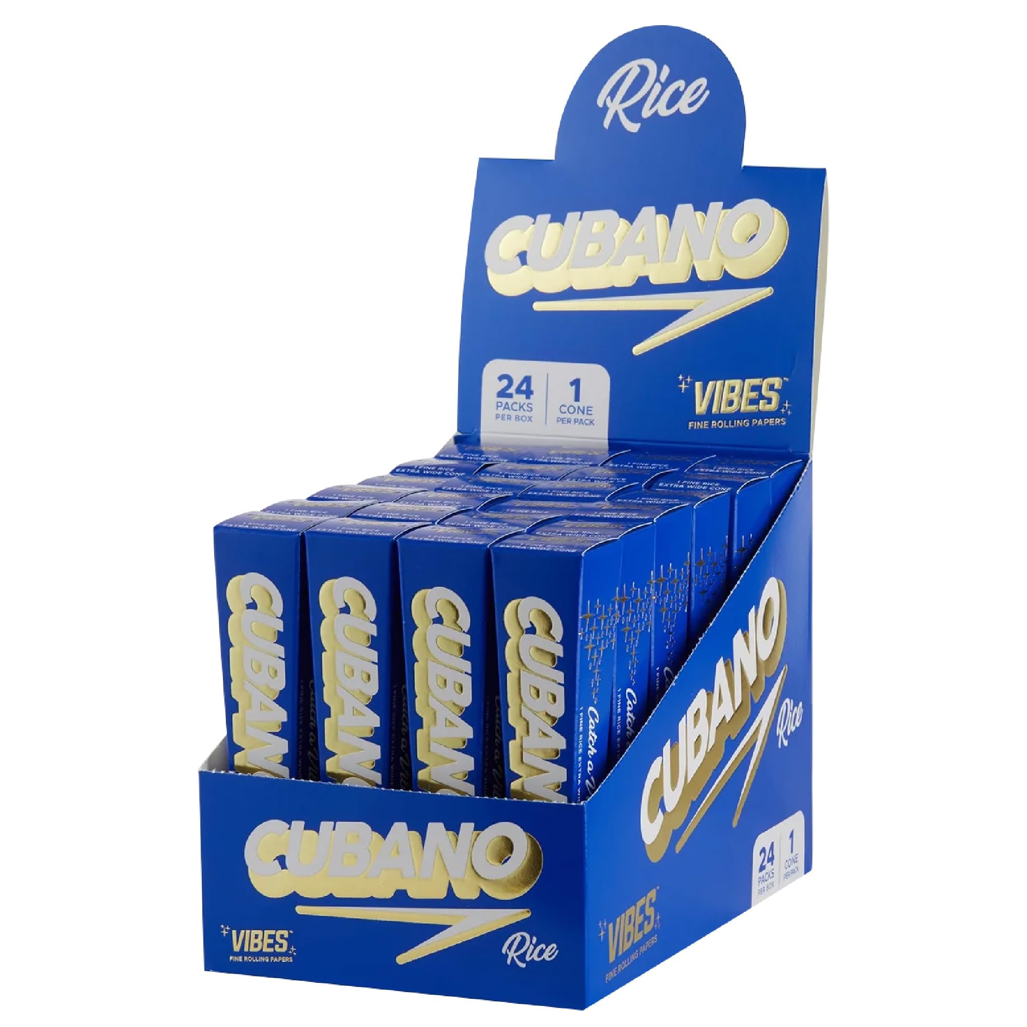 Premium Vibes Cubano Cones - 24 Pack Natural Rice Paper Pre-Rolled Cones (8g+ Each) | Slow Burning with Acacia Gum | No Calcium Carbonate | Perfect for Relaxation, Social Gatherings & Extended Smoking Sessions
