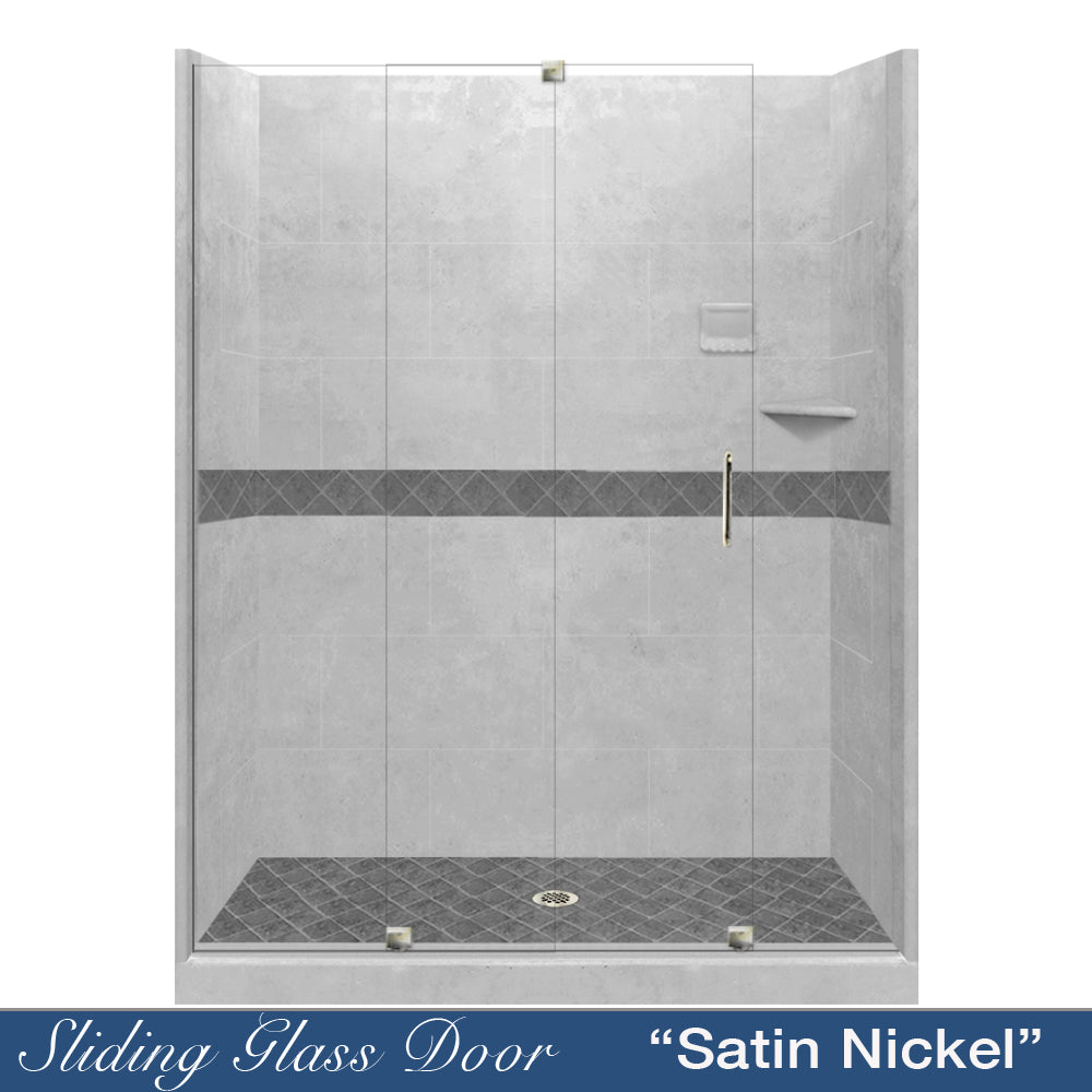 60 Alcove Portland Cement Sistine Stone & Diamond Stone Accent - DIY Shower Remodel Kit for Bathroom Renovation | Waterproof & Durable Tile Solution for Modern Homes