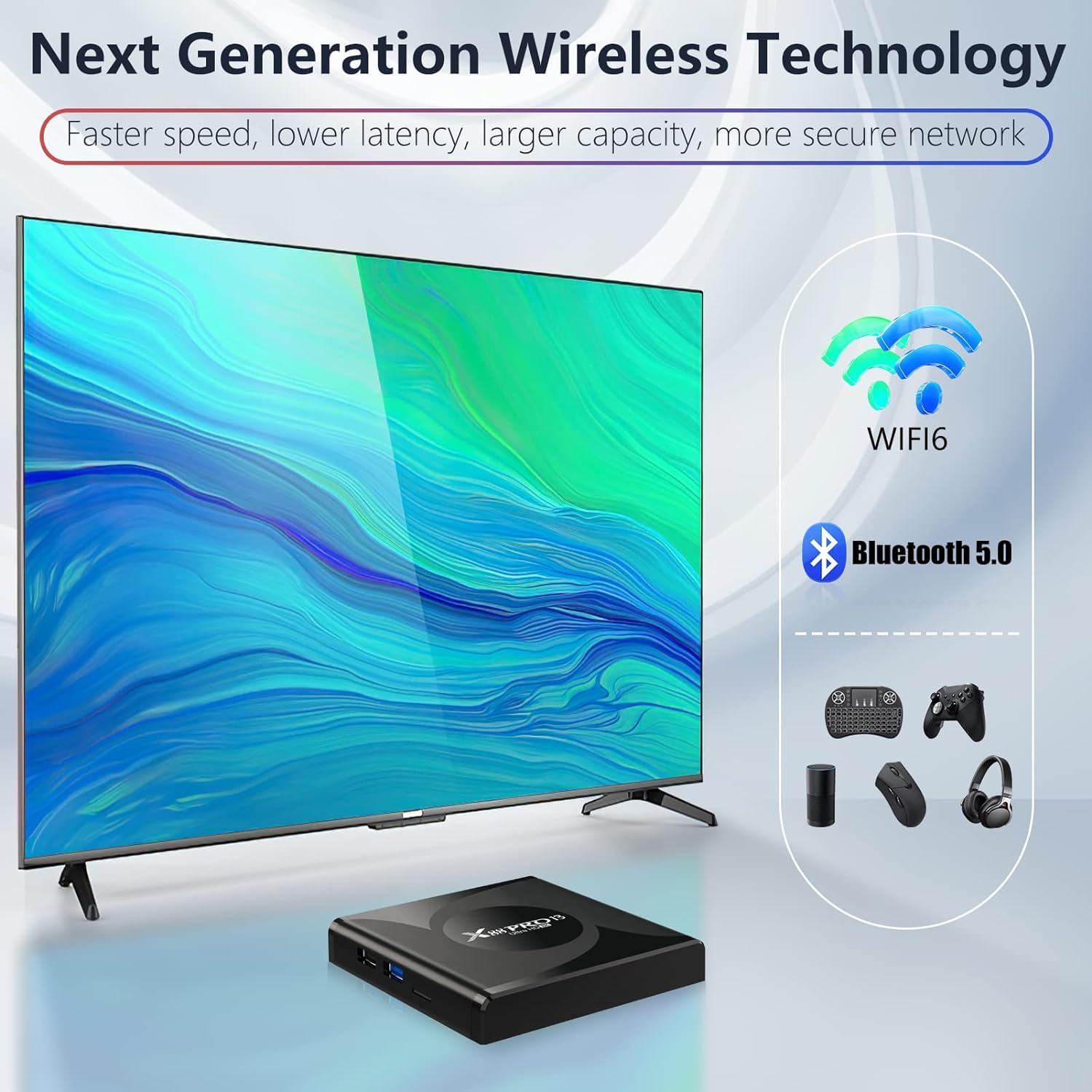 Android 13.0 TV Box 4GB RAM 64GB ROM - RK3528 Quad-Core Smart TV Box with 8K Ultra HD, 2.4G/5G Dual WiFi, Bluetooth 5.0 & 100M Ethernet - Perfect for Streaming Netflix, Hulu, YouTube and Gaming