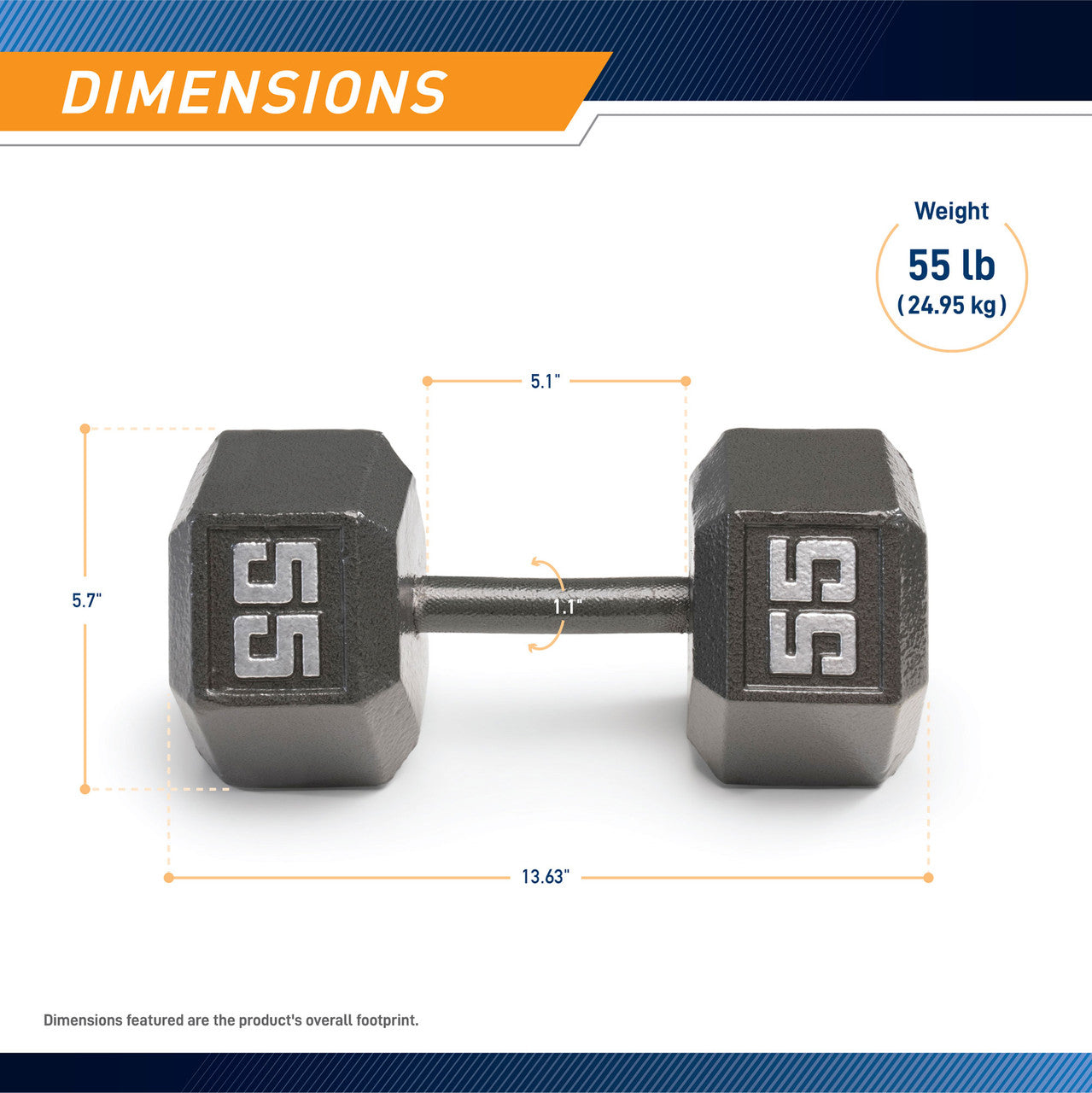 Marcy 55lb Hex Dumbbell Set - Premium Cast Iron Weight for Home Gym & Strength Training | Perfect for CrossFit, Bodybuilding & Fitness Workouts
