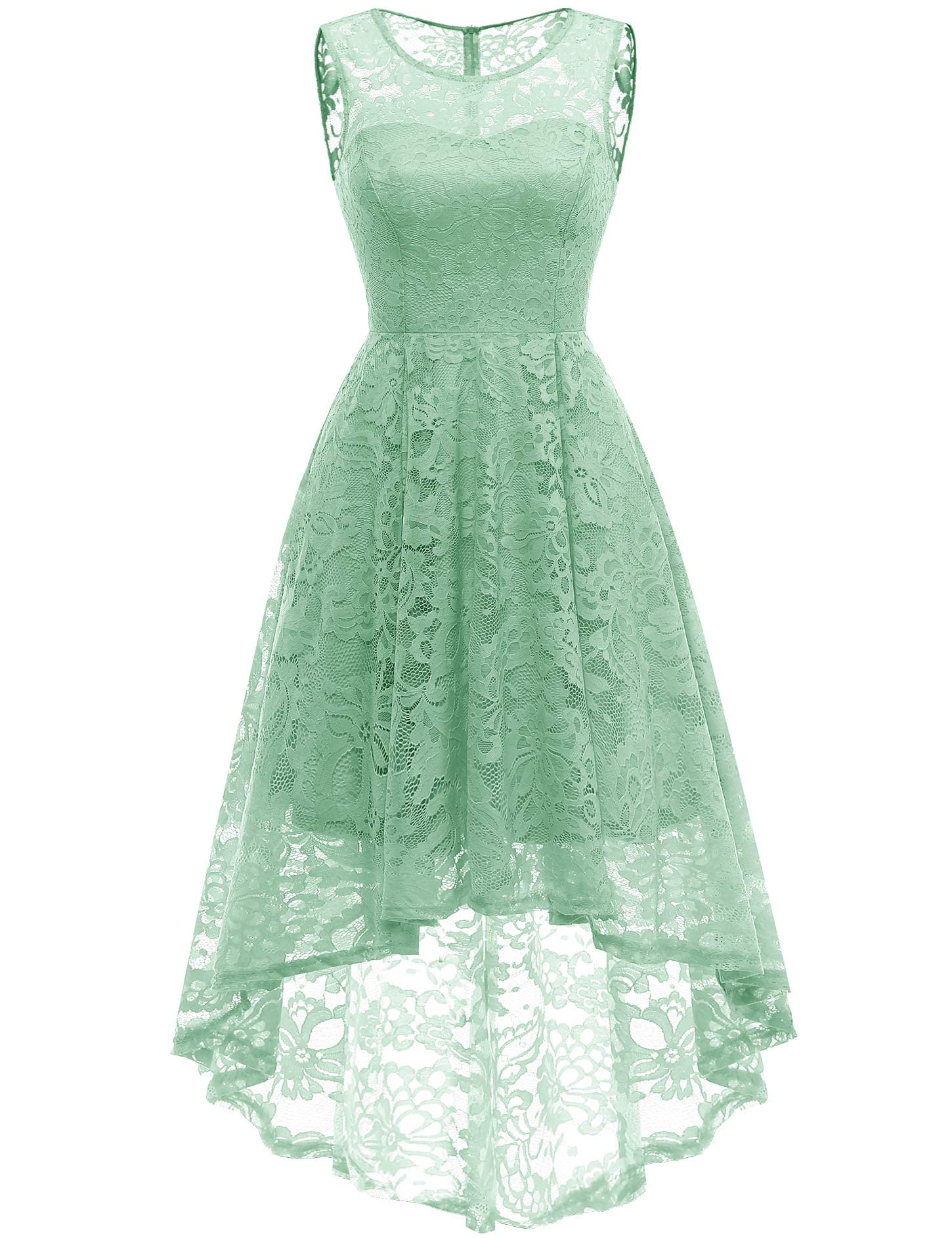 MUADRESS Women's Vintage Floral Lace Sleeveless Hi-Lo Cocktail Dress - Elegant Swing Formal Gown for Evening Parties, Weddings & Special Occasions