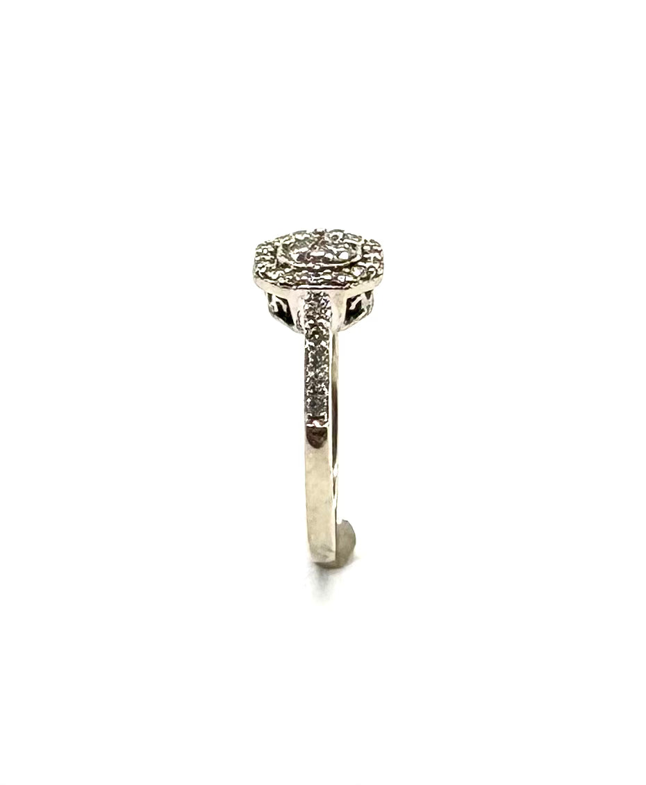 14K White Gold Diamond Halo Engagement Ring for Women - Elegant Wedding Band, Anniversary Gift & Promise Ring for Her - Perfect for Proposals, Bridal Jewelry & Special Occasions