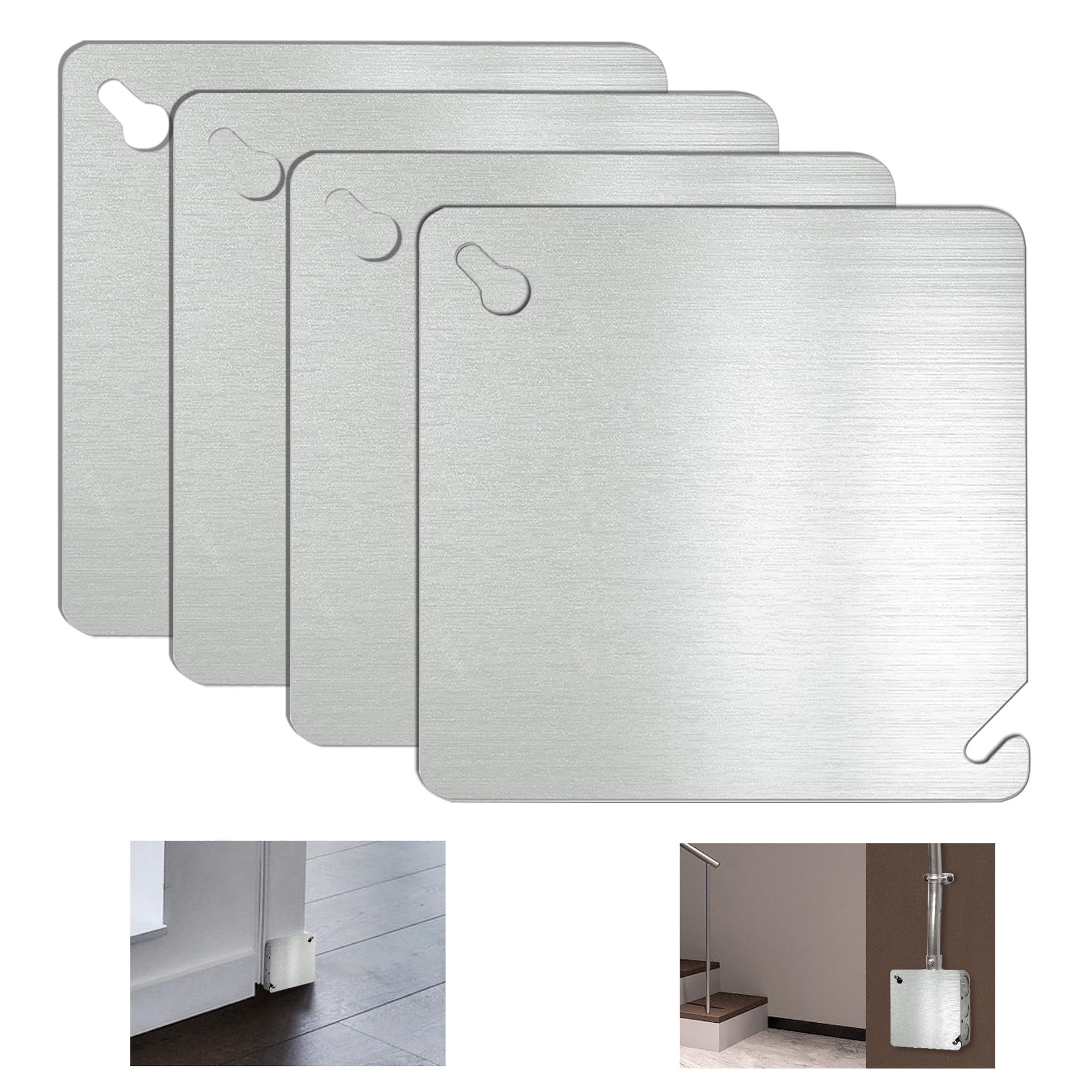 4 Inch Square Metal Electrical Box Cover Plate - Junction Box Covers, Flat Blank Electric Box Cover (4 Pack) - Ideal for Home Wiring, Electrical Repairs & DIY Projects