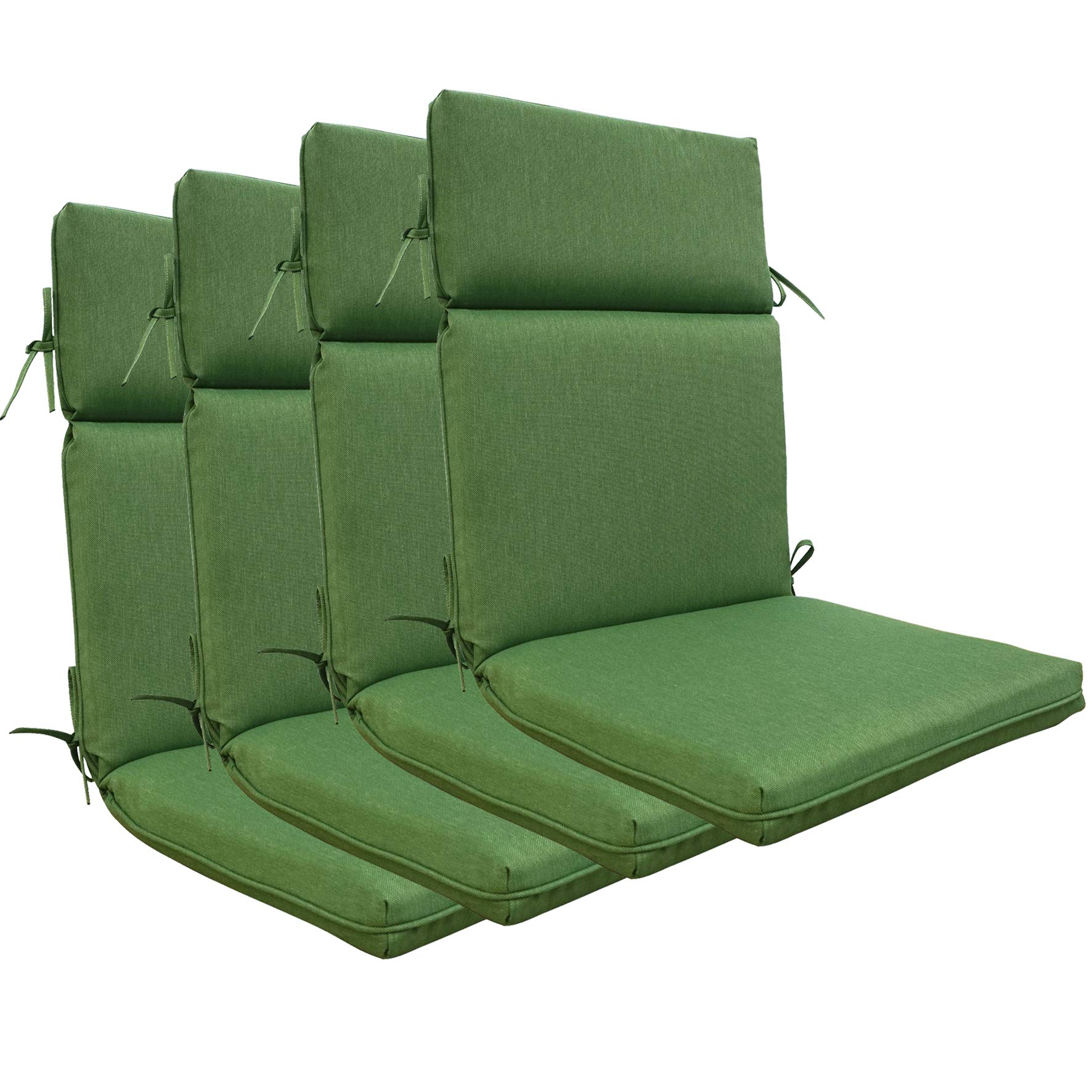 BOSSIMA High Back Chair Cushions Set of 4 - Indoor/Outdoor Waterproof Patio Seat Cushions (Olefin Fabric, Deep Green) - Perfect for Garden, Poolside & Deck Furniture