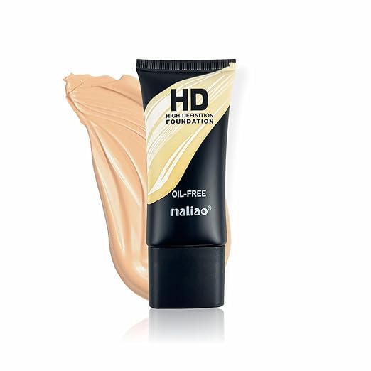 Maliao HD High Definition Oil-Free Foundation - Flawless Coverage, Matte Finish, Long-Lasting Wear (Natural Beige) | Perfect for Daily Makeup, Special Occasions & Photography