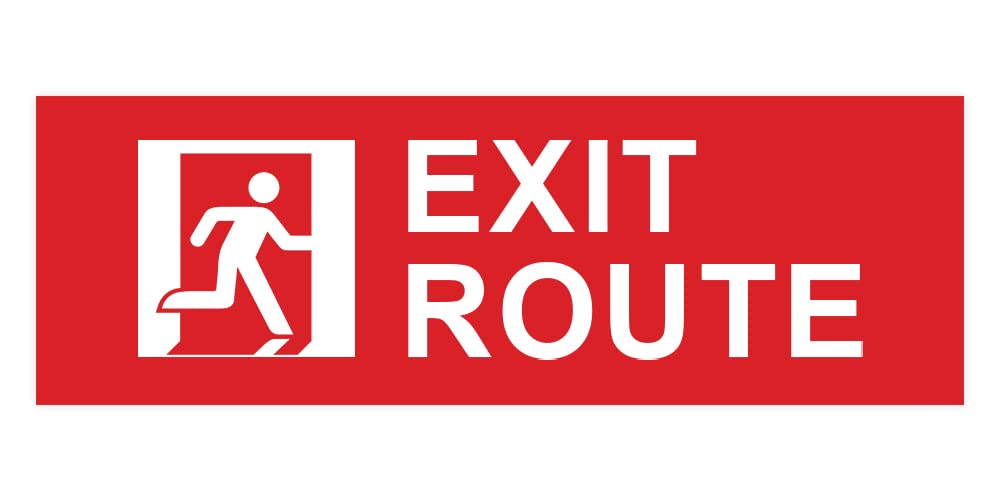 Large Red Basic Exit Route Sign - OSHA Compliant Emergency Exit Signage for Offices, Warehouses & Public Buildings