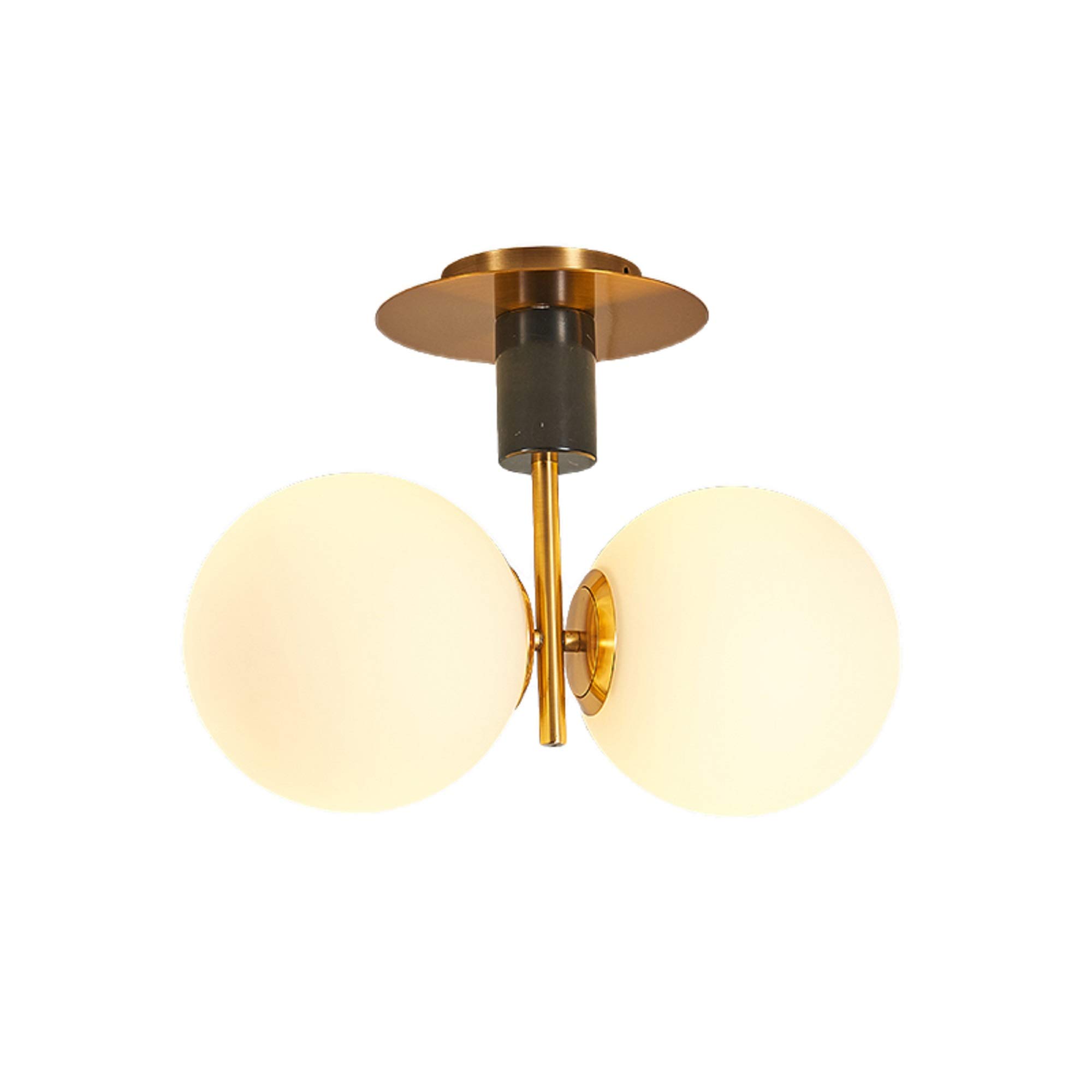XINDAR Modern Gold Flush Mount Ceiling Light - 2-Light Milk Glass Fixture for Hallway, Corridor & Entryway | Elegant Lighting for Home & Office Spaces