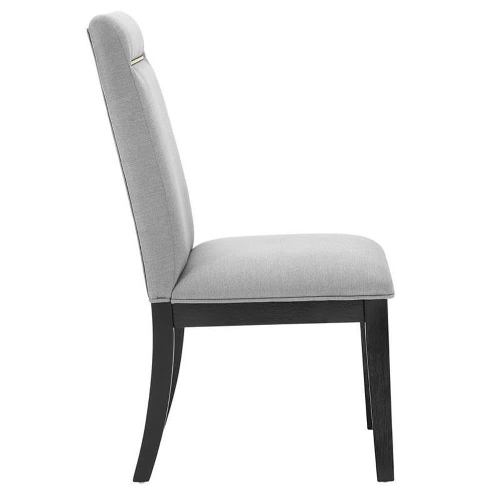 Steve Silver Yves Gray Fabric and Rubbed Charcoal Dining Side Chairs (Set of 2) - Modern Kitchen & Dining Room Accent Chairs for Home, Restaurant, and Office Use