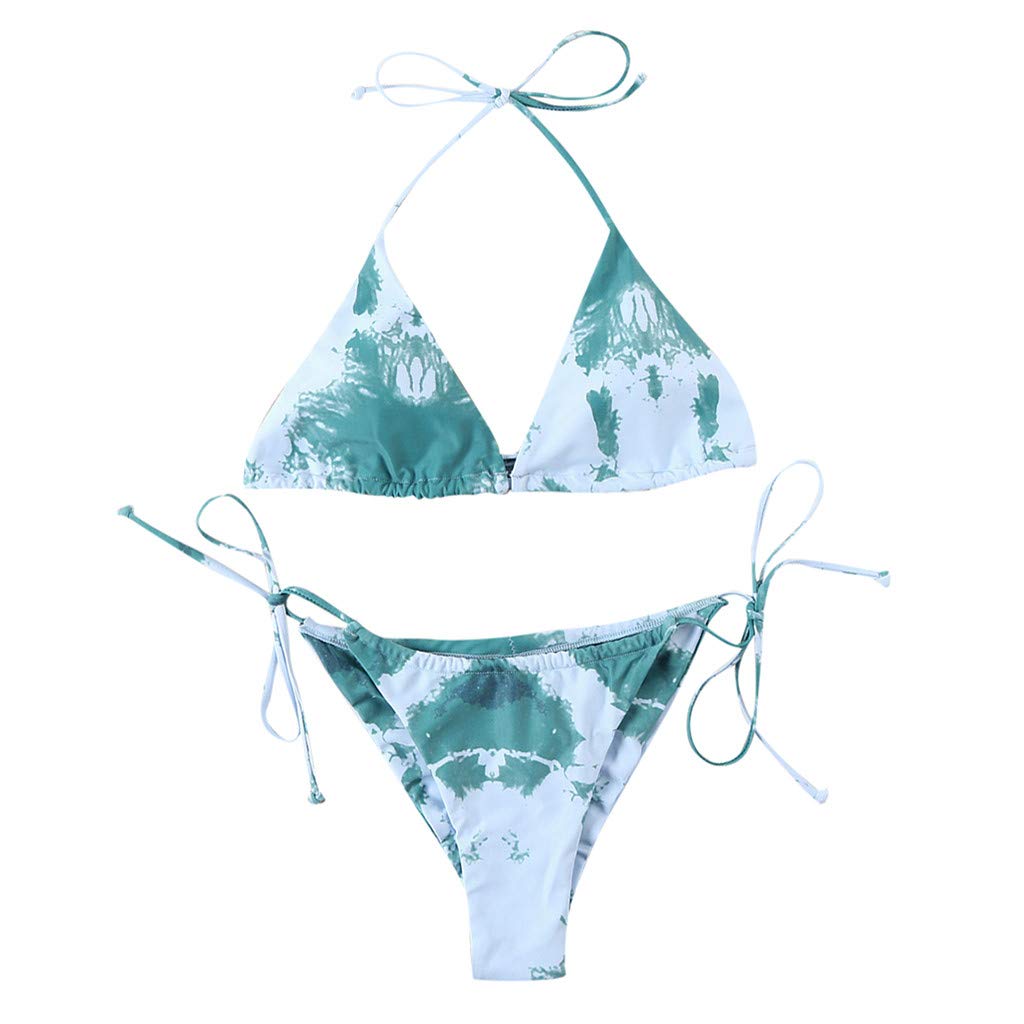 Women's Tie Dye Bikini Set - Halter & Spaghetti Strap Swimwear | Beach Vacation, Pool Party, Summer Fashion