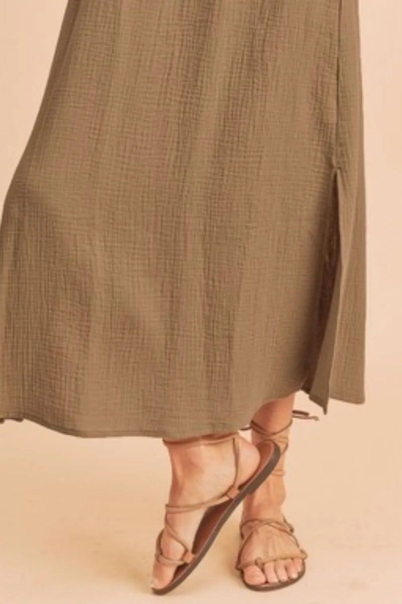 Aemi + Co Women's Sleeveless Side Slit Round Neck Tank Dress - Perfect for Summer Outings, Beach Vacations & Casual Wear