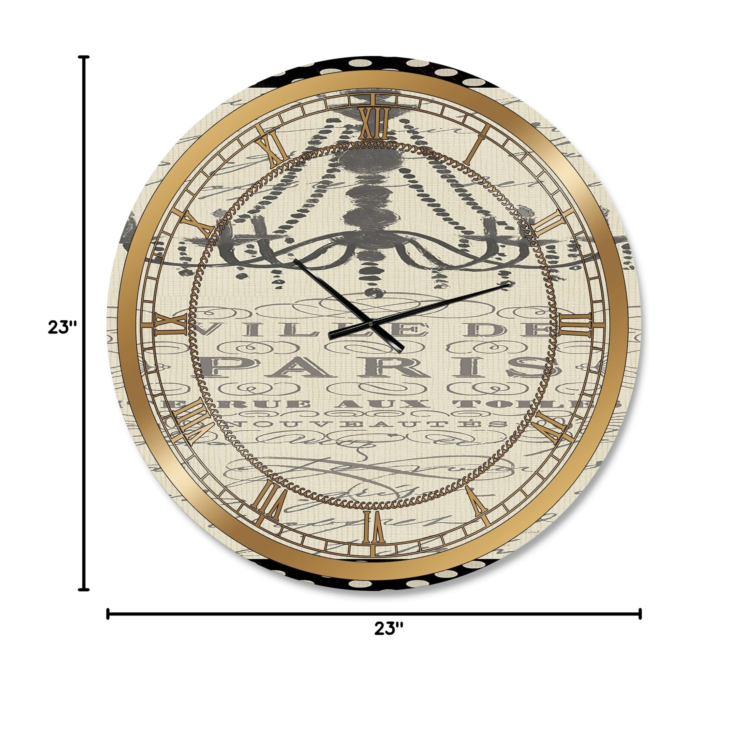 DesignQ Glam Wall Clock - French Chandeliers Couture Style Large Decorative Clock for Kitchen, Living Room & Bedroom | Elegant Home Décor & Wall Art